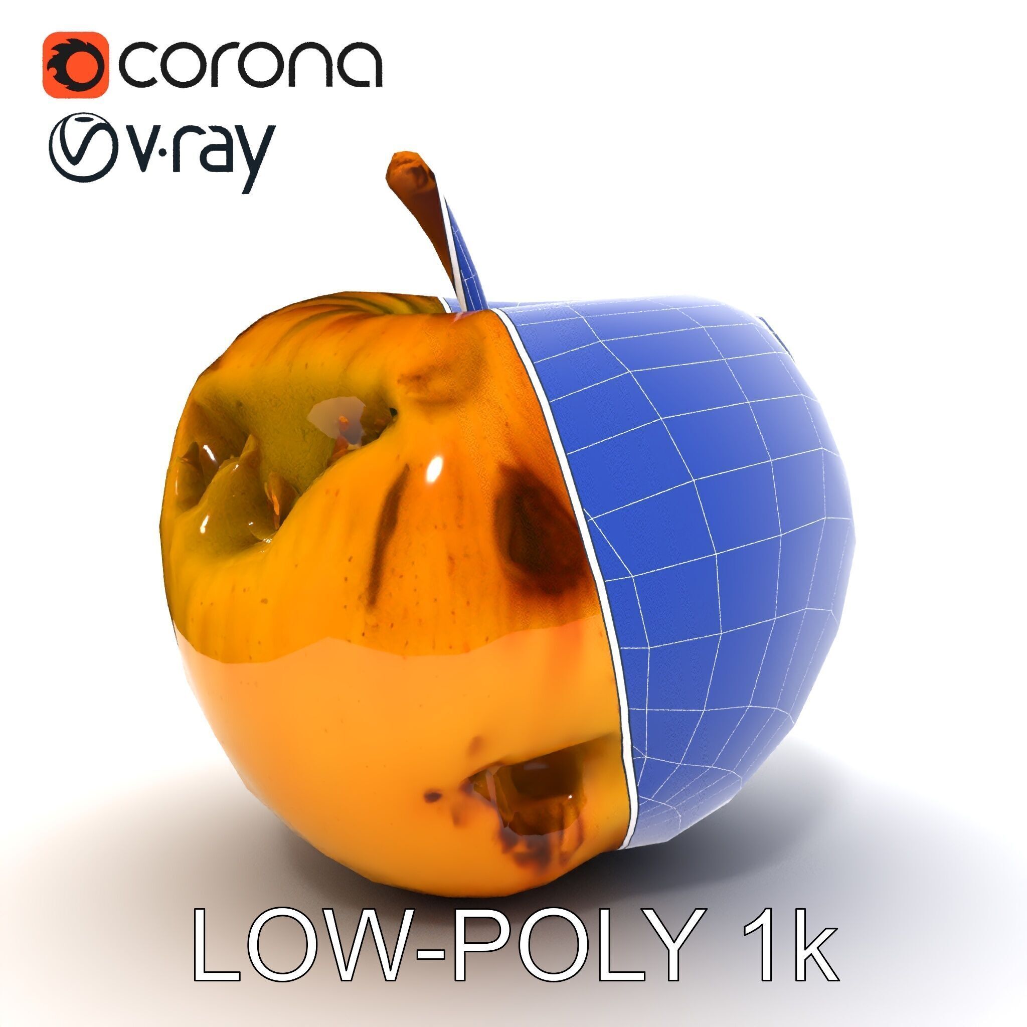 Realistic Bruised Apple D Model Pack Low-poly 3D model_18
