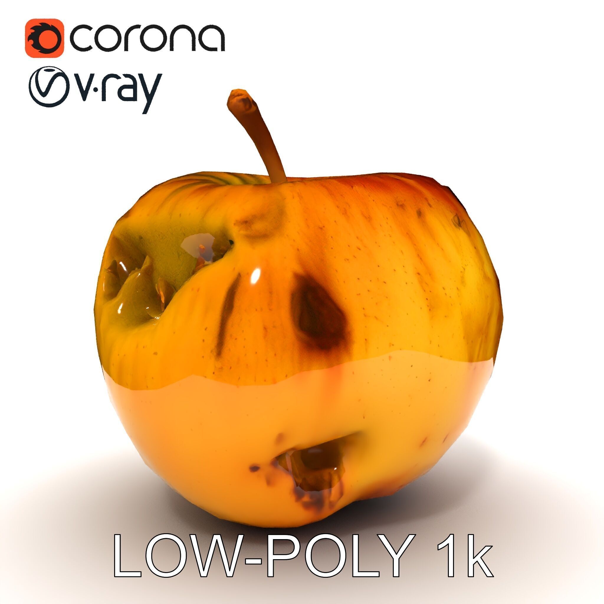 Realistic Bruised Apple D Model Pack Low-poly 3D model_7