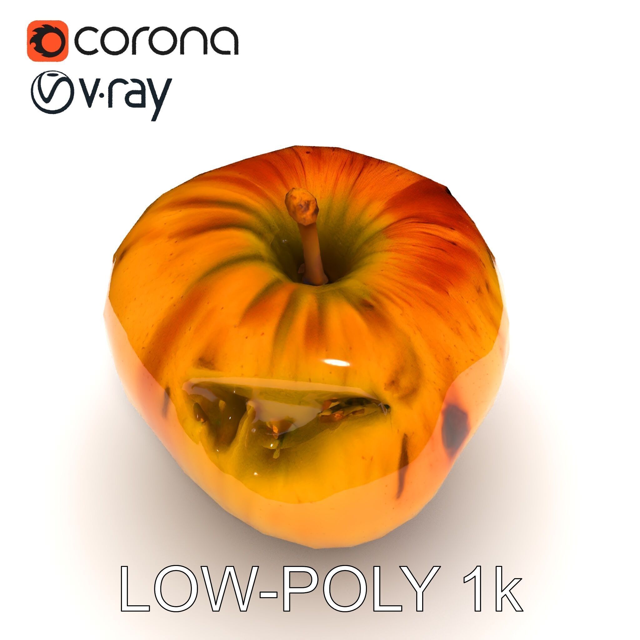 Realistic Bruised Apple D Model Pack Low-poly 3D model_23