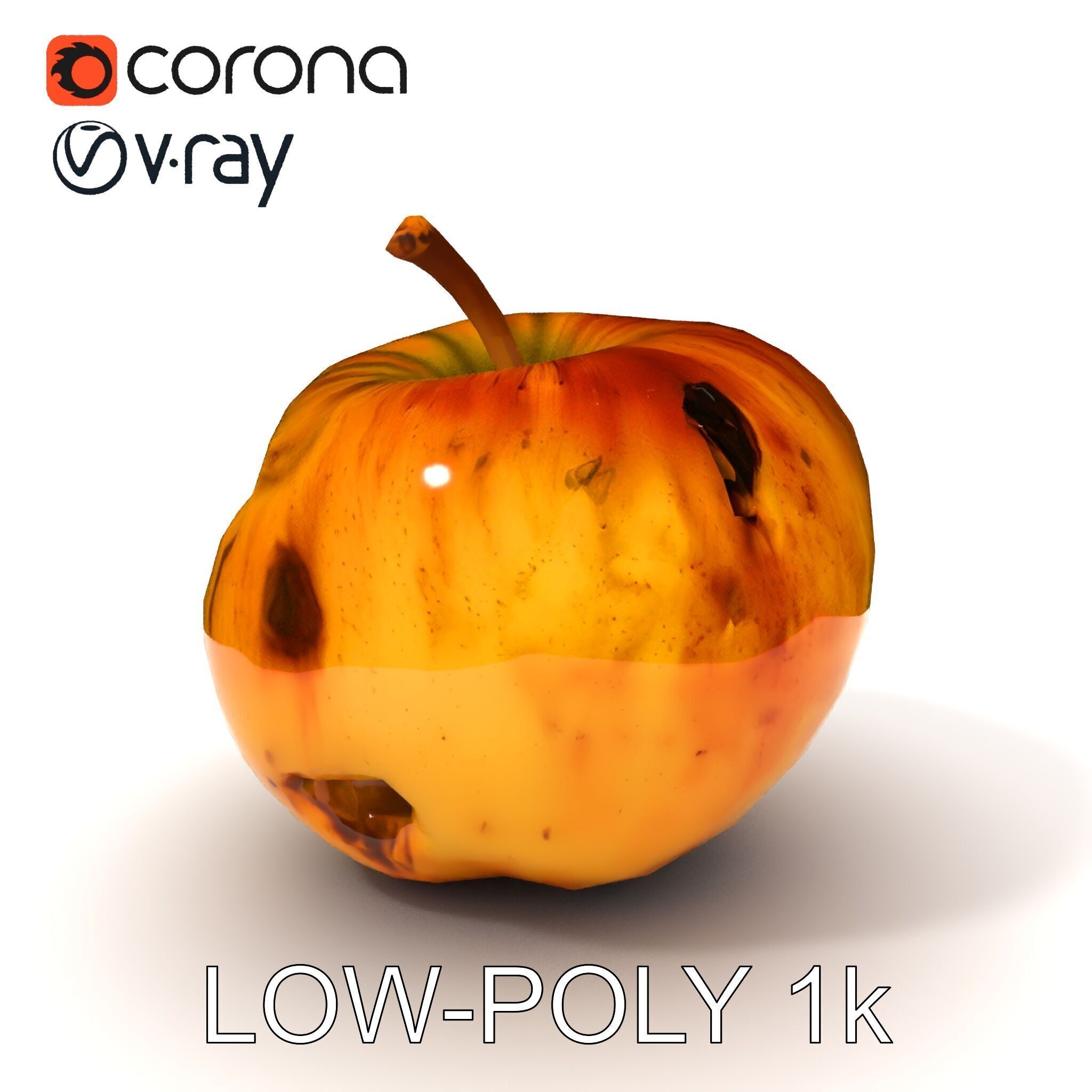 Realistic Bruised Apple D Model Pack Low-poly 3D model_10