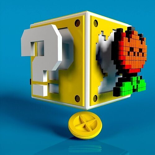 super mario brick piggy bank 3D print model