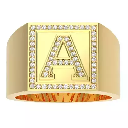 Letter A signet ring 3D print model