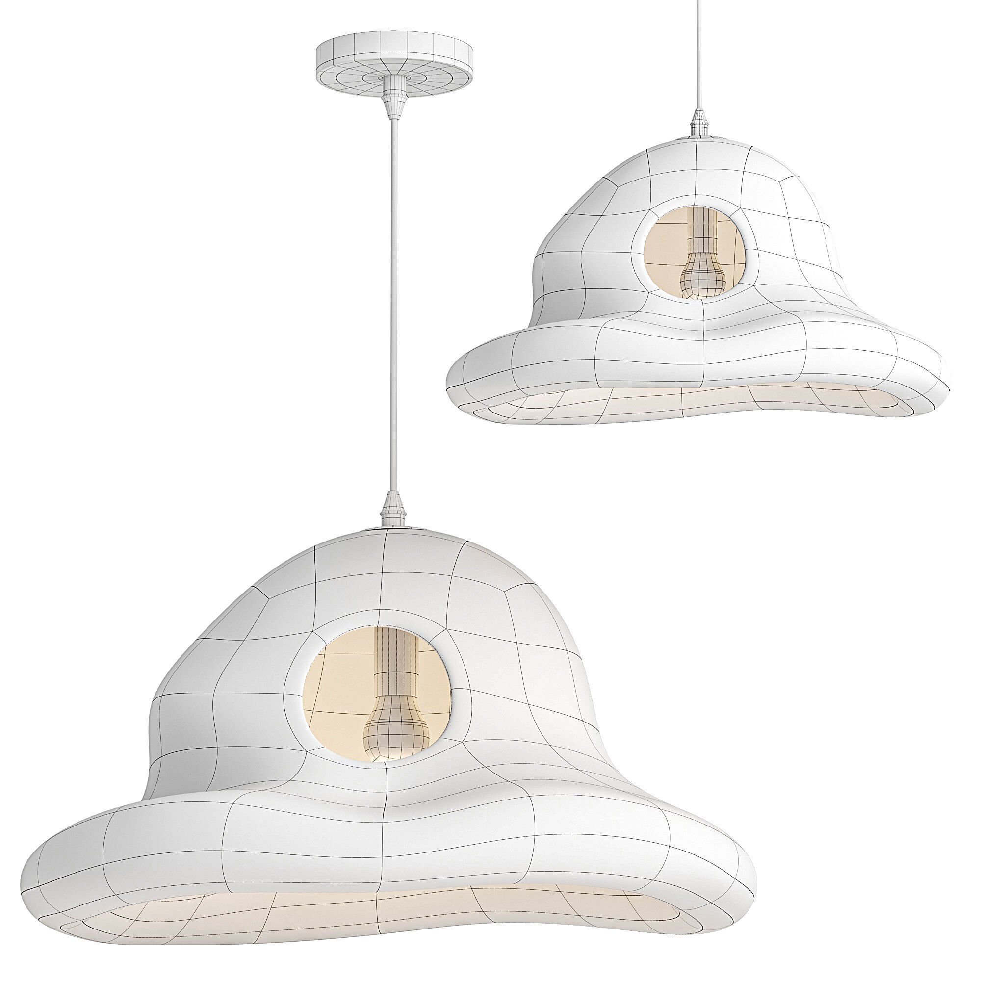 Indoor Hanging Lamp Low-poly 3D model_3