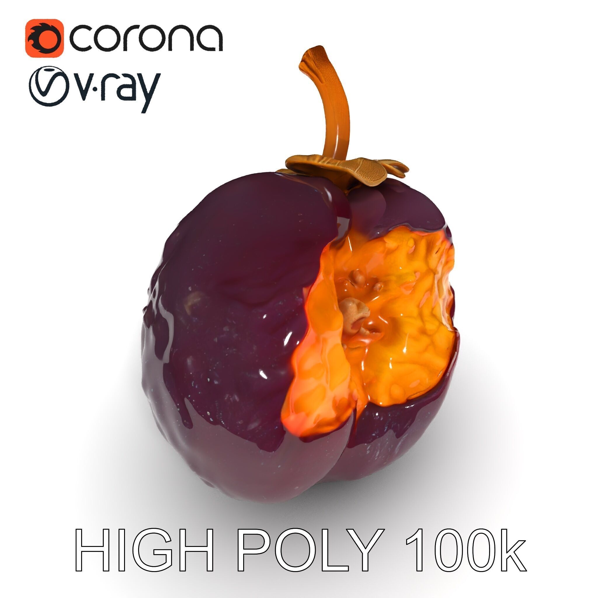 Realistic Decayed Apple Model Pack Low-poly 3D model_34