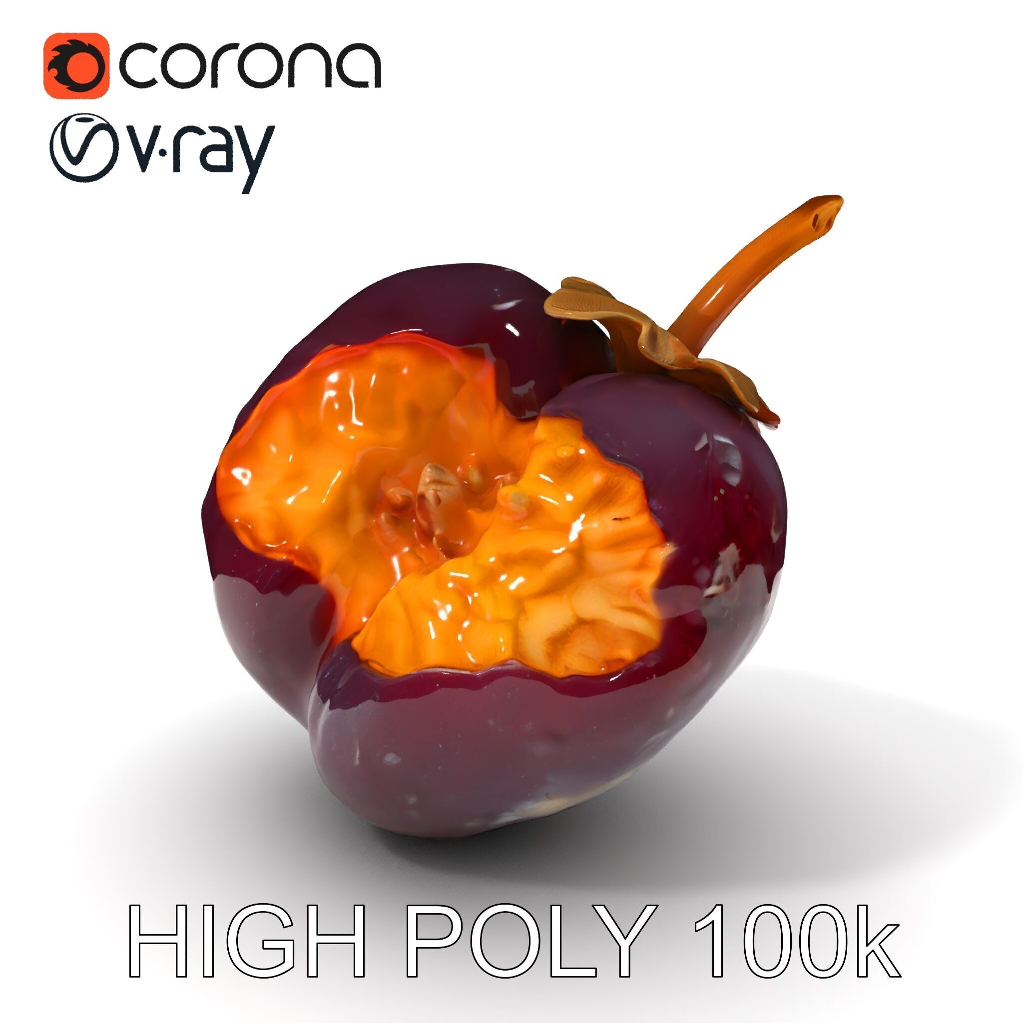 Realistic Decayed Apple Model Pack Low-poly 3D model_3