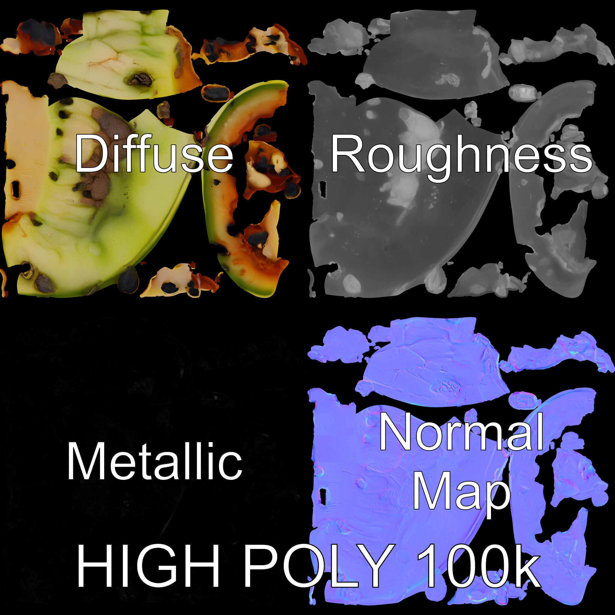 Burnt Vegetable Slice Model Pack Low-poly 3D model_2