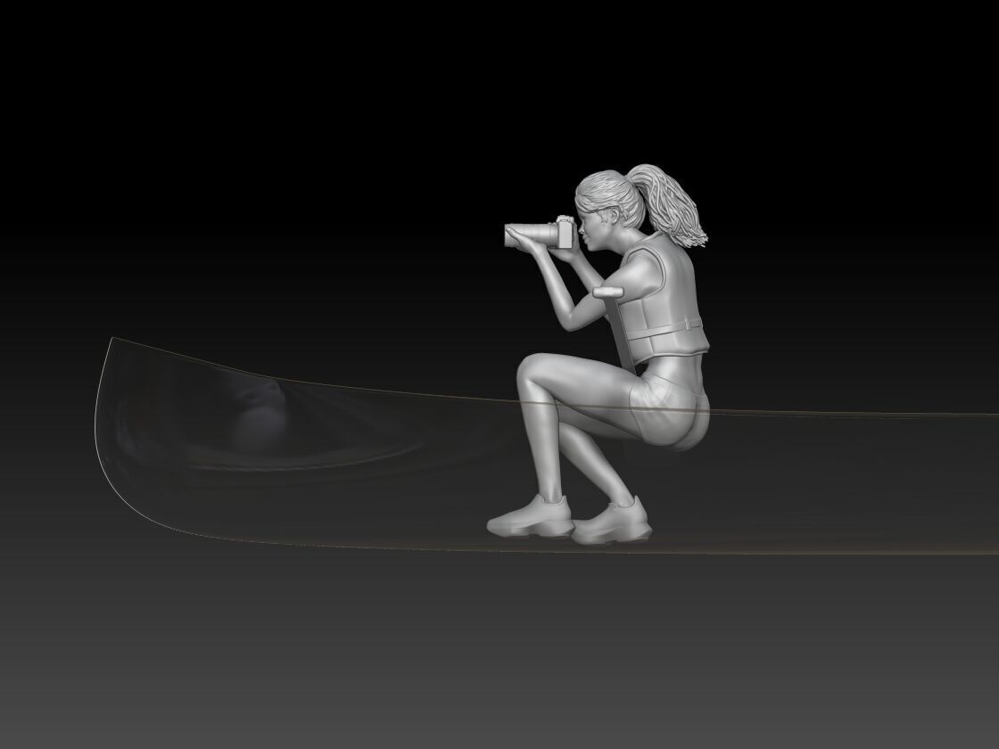 canoe girl 3 3D print model_1