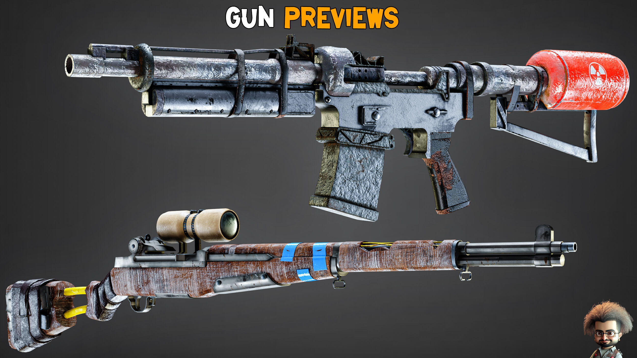 30 Apocalyptic Guns and Texture Vol 12 Low-poly 3D model_7