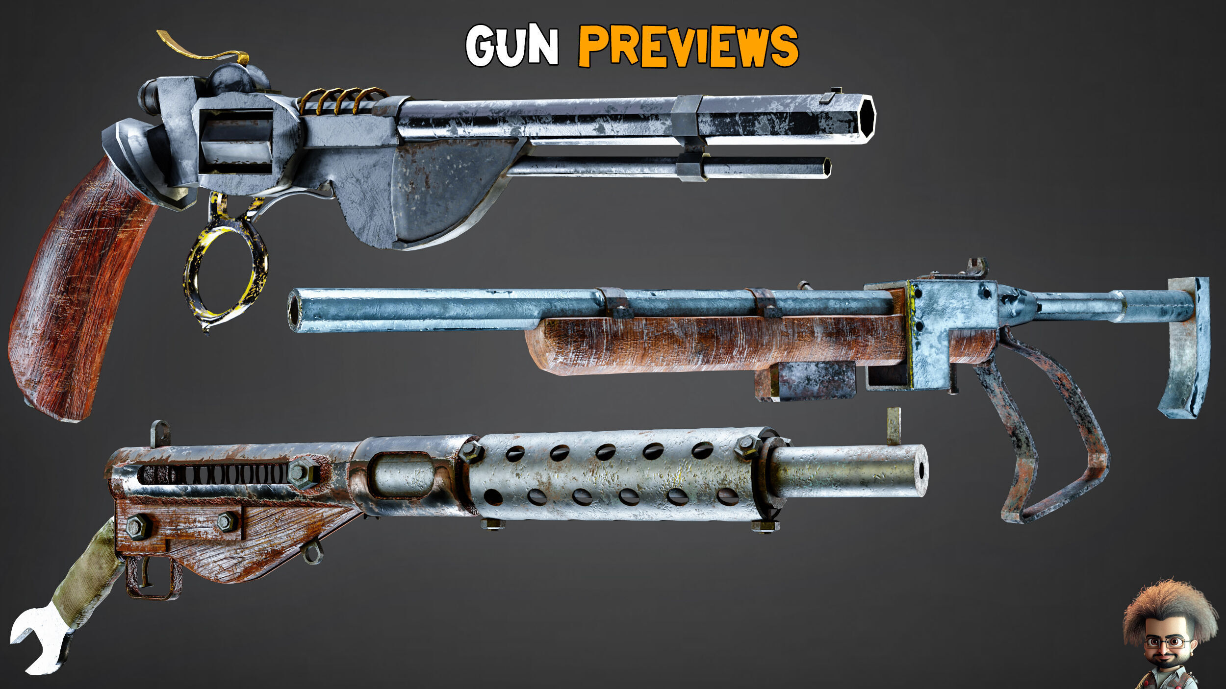 30 Apocalyptic Guns and Texture Vol 12 Low-poly 3D model_3