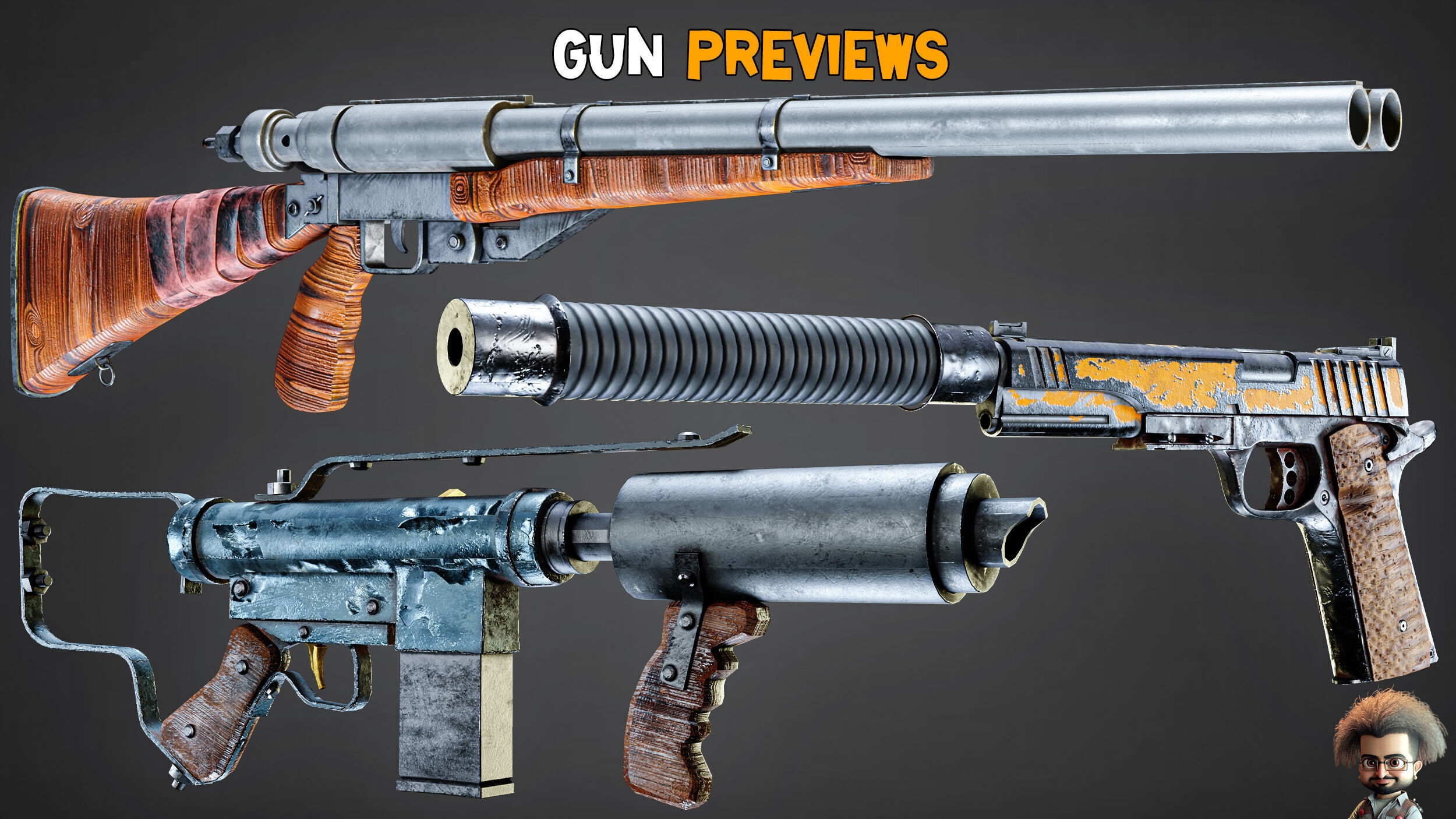 30 Apocalyptic Guns and Texture Vol 12 Low-poly 3D model_4