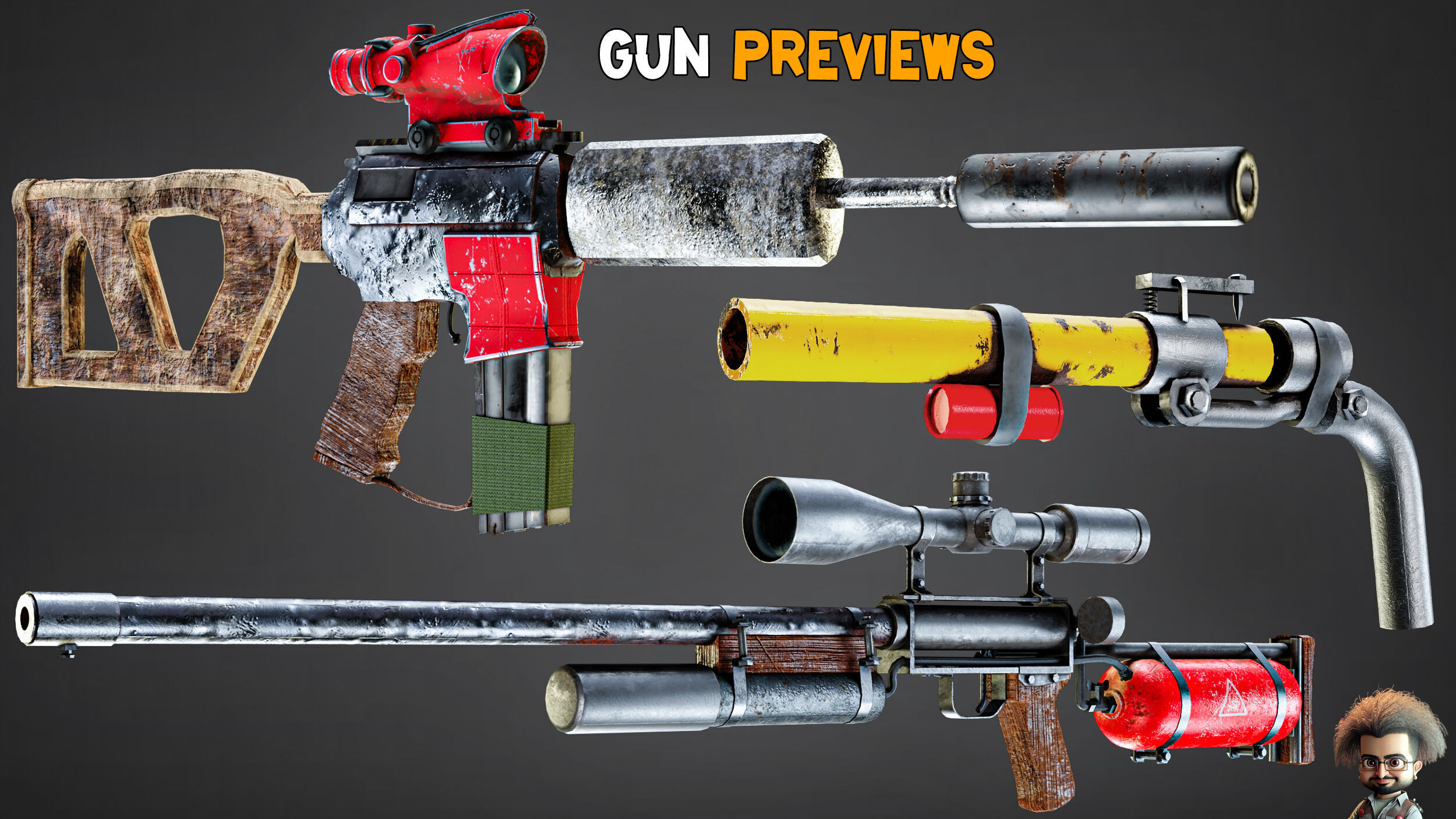 30 Apocalyptic Guns and Texture Vol 12 Low-poly 3D model_6