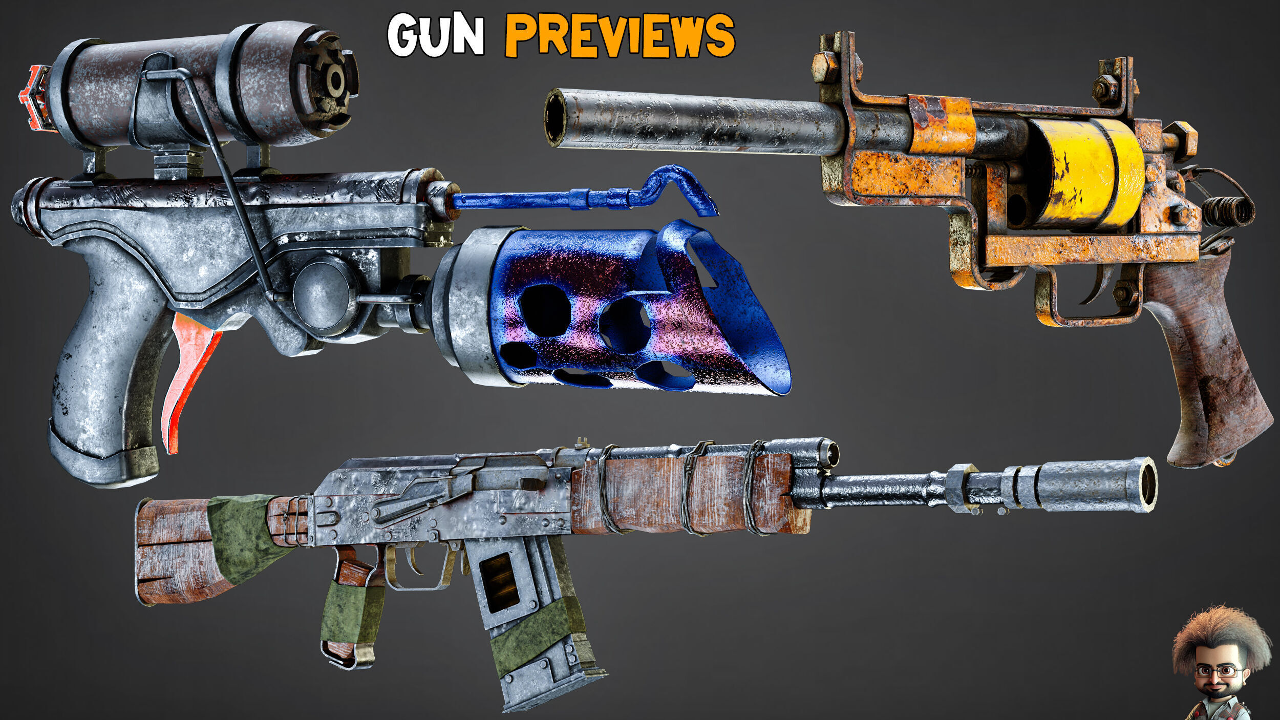 30 Apocalyptic Guns and Texture Vol 12 Low-poly 3D model_8