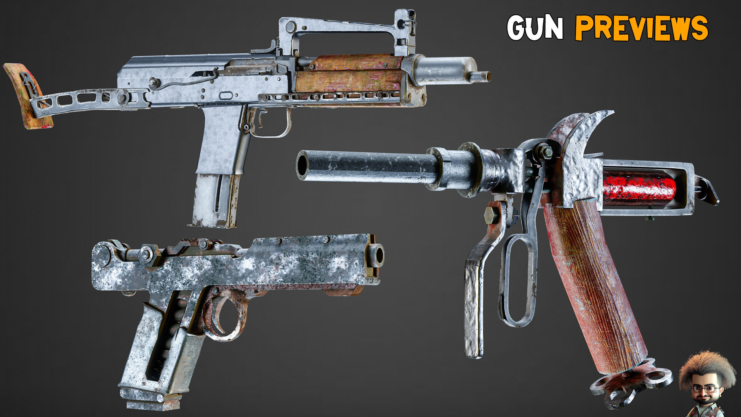 30 Apocalyptic Guns and Texture Vol 12 Low-poly 3D model_1