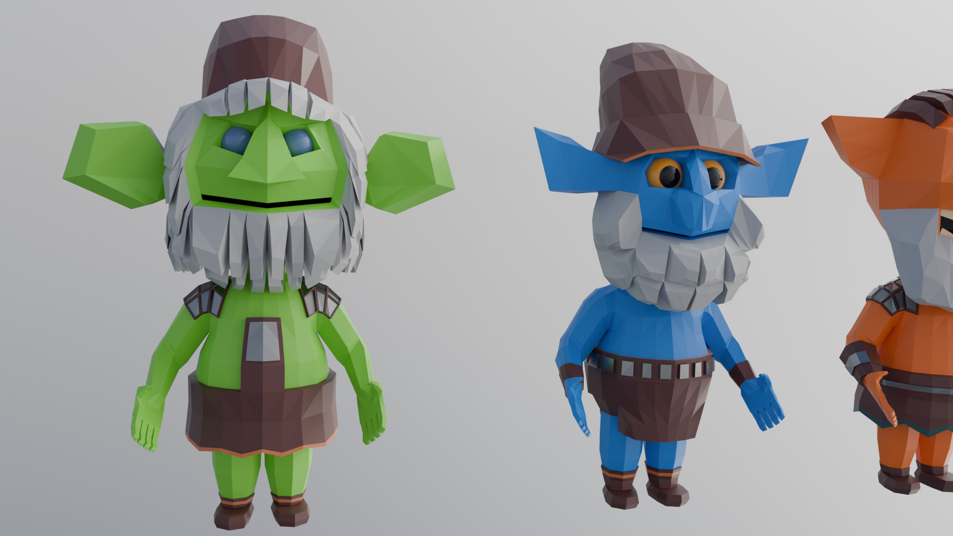 Goblin Warriors Pack - 4 Stylized Low Poly Characters Low-poly 3D model_1