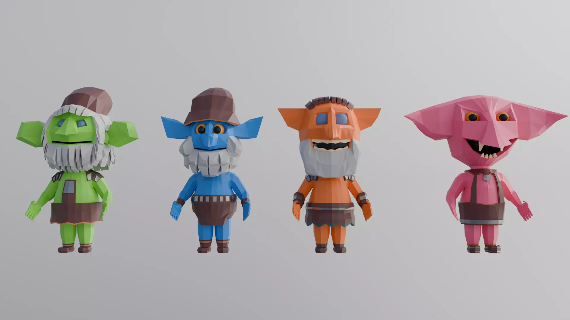 Goblin Warriors Pack - 4 Stylized Low Poly Characters Low-poly 3D model_0