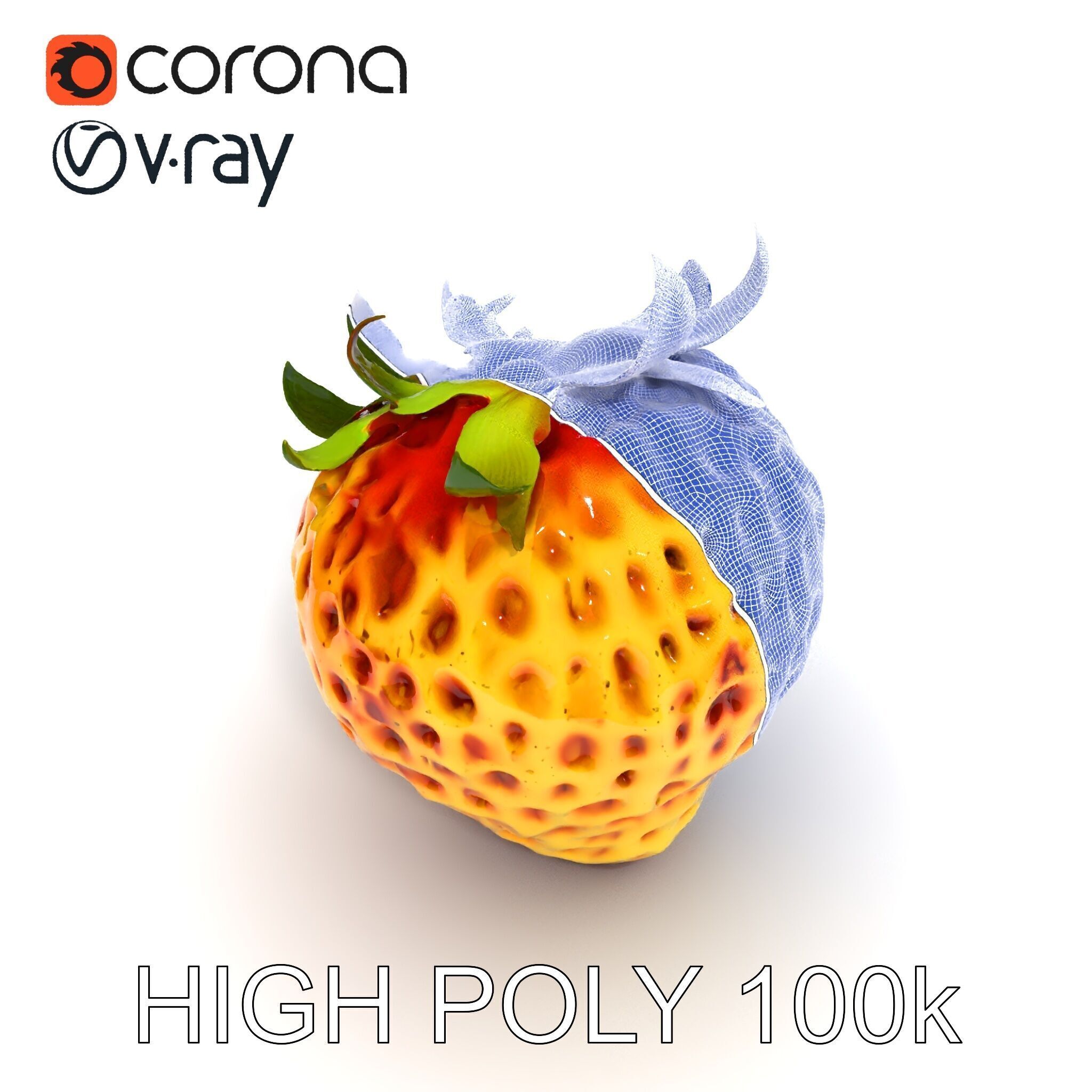 Yellow Strawberry Model Pack for Rendering and Gaming Low-poly 3D model_29