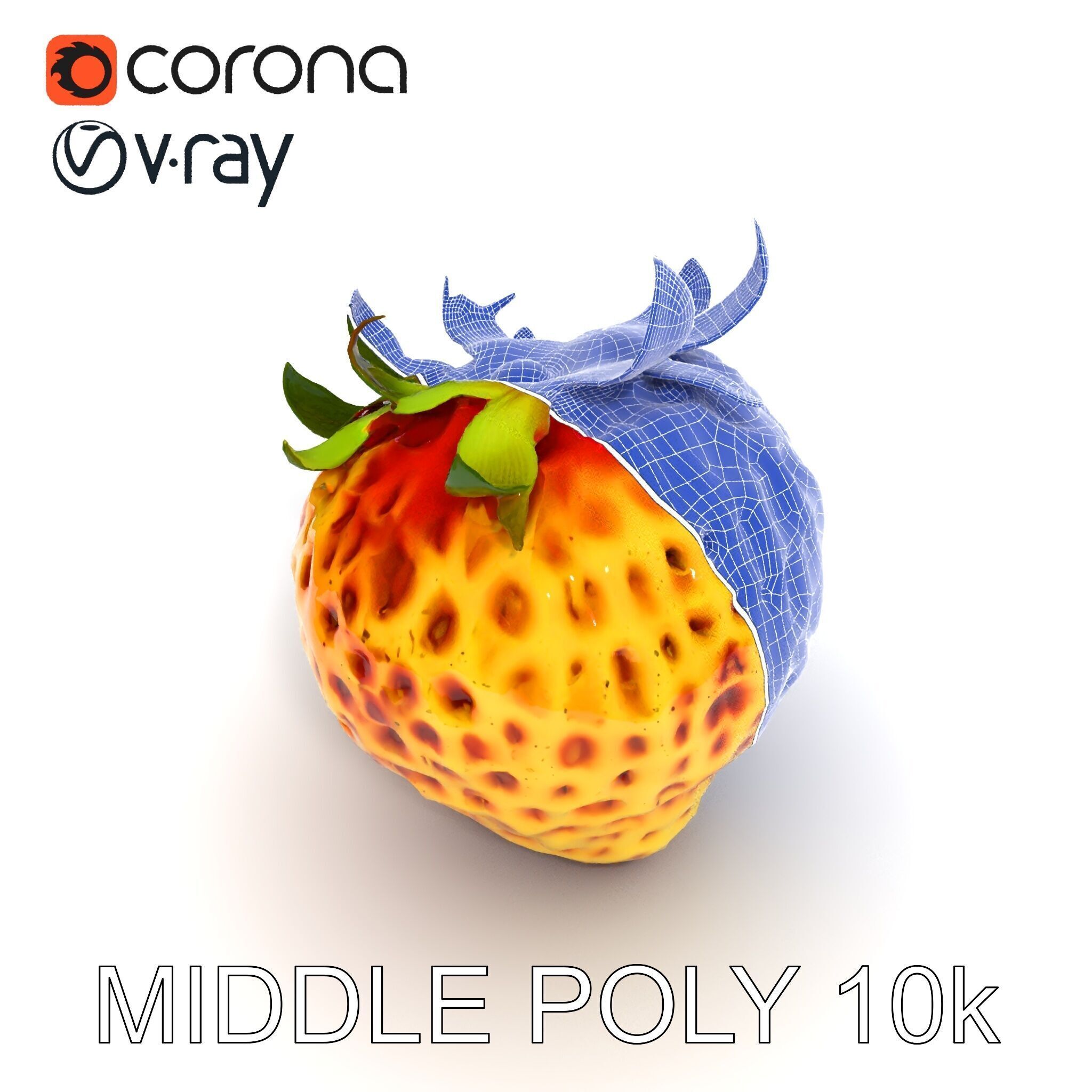 Yellow Strawberry Model Pack for Rendering and Gaming Low-poly 3D model_22