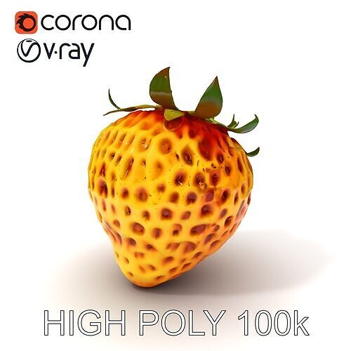 Yellow Strawberry Model Pack for Rendering and Gaming Low-poly 3D model 3