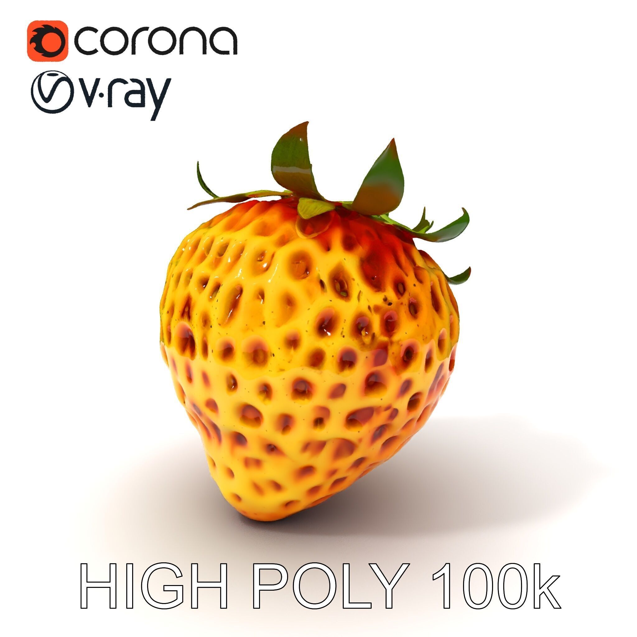 Yellow Strawberry Model Pack for Rendering and Gaming Low-poly 3D model_3