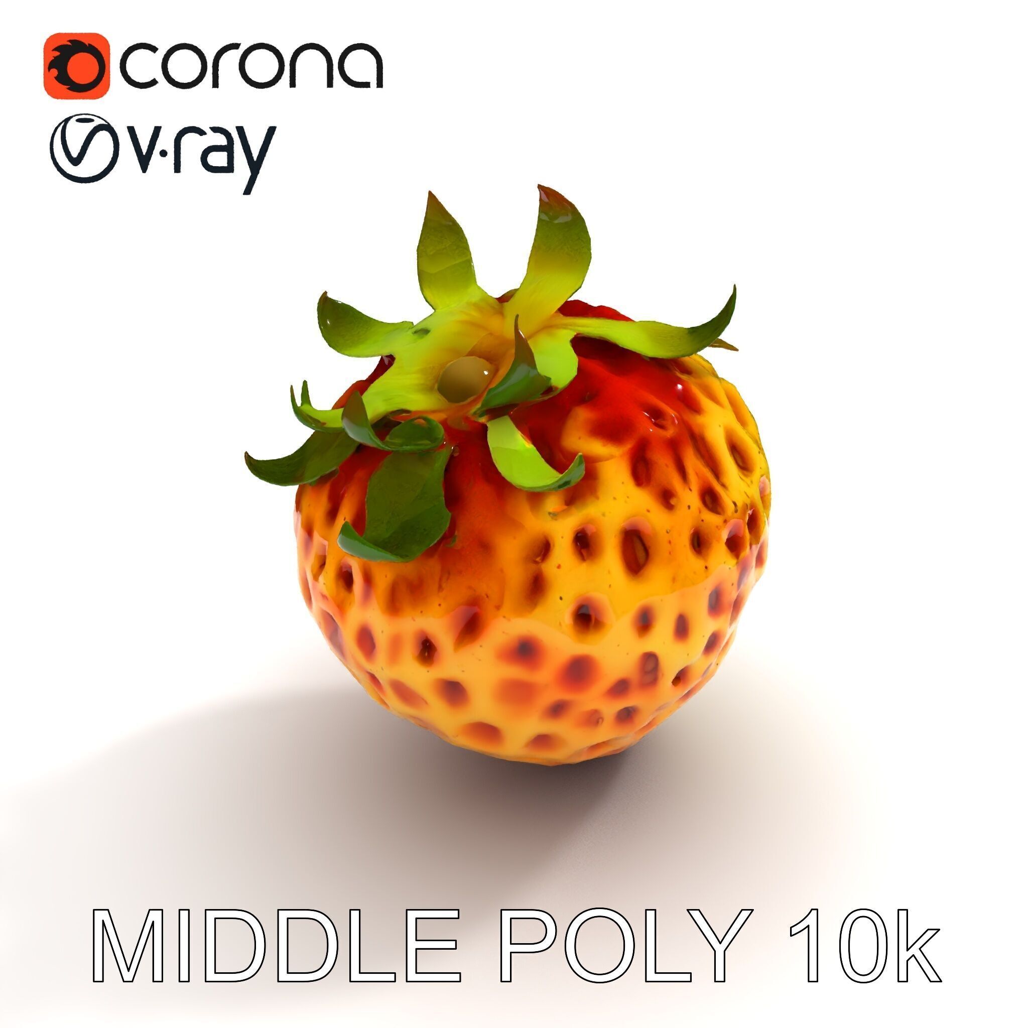 Yellow Strawberry Model Pack for Rendering and Gaming Low-poly 3D model_8