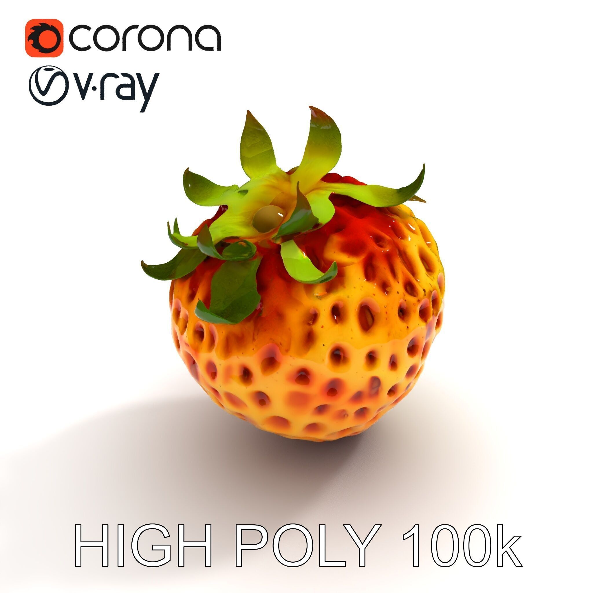 Yellow Strawberry Model Pack for Rendering and Gaming Low-poly 3D model_13