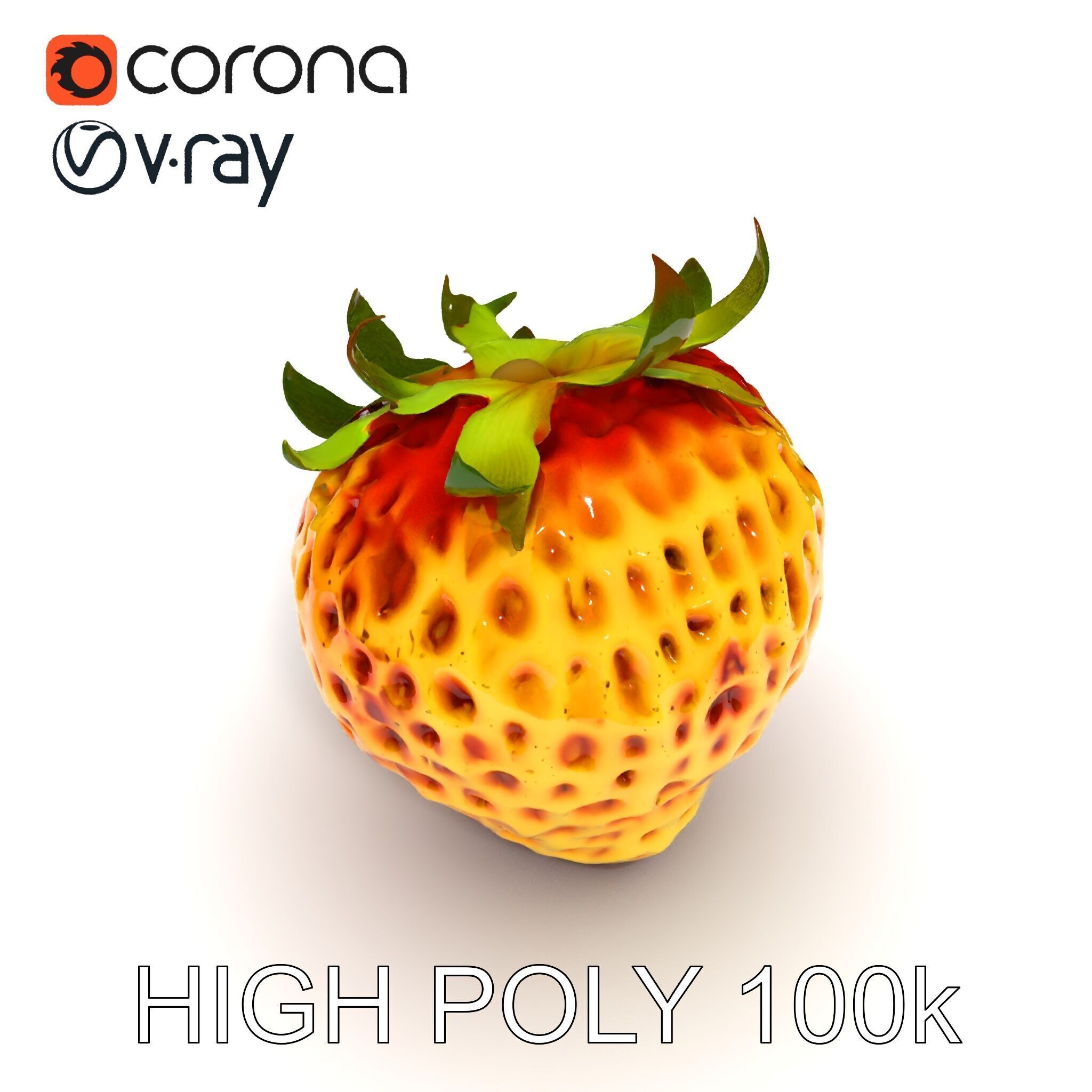Yellow Strawberry Model Pack for Rendering and Gaming Low-poly 3D model_10