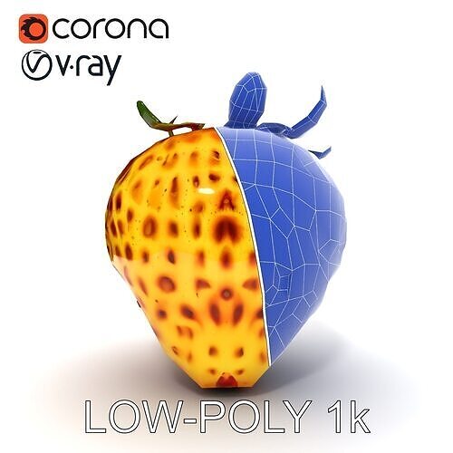 Yellow Strawberry Model Pack for Rendering and Gaming Low-poly 3D model 7