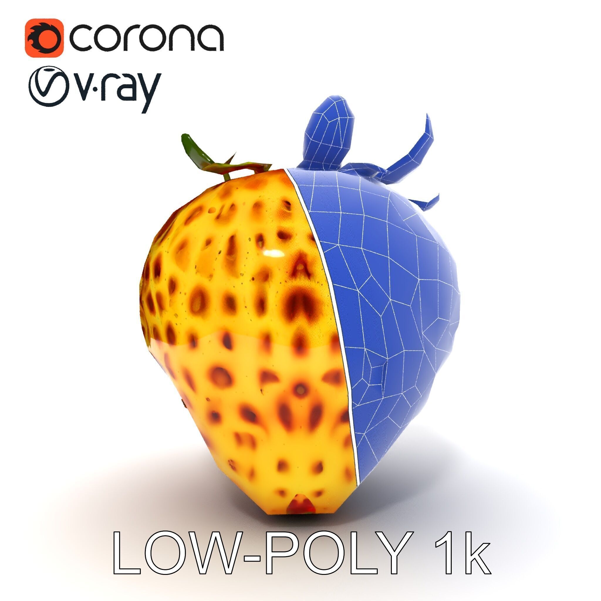 Yellow Strawberry Model Pack for Rendering and Gaming Low-poly 3D model_7