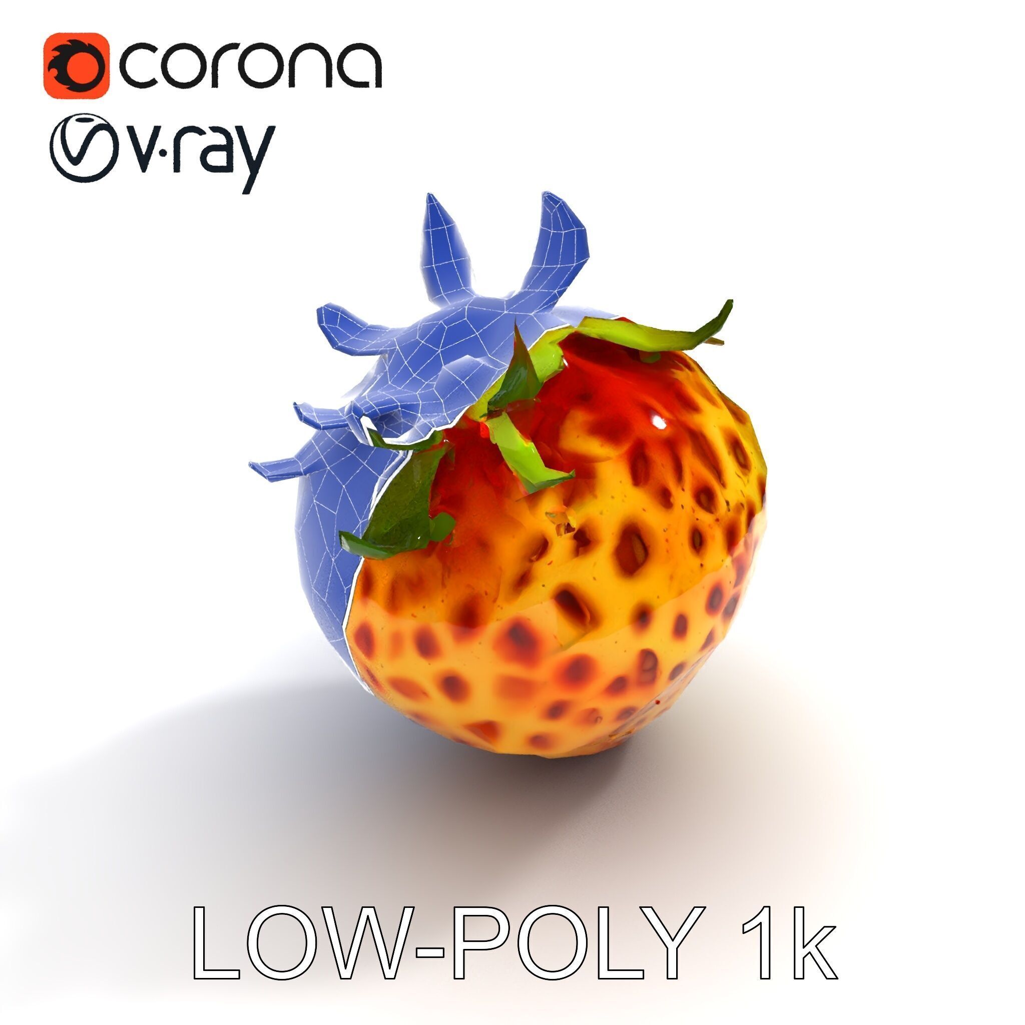 Yellow Strawberry Model Pack for Rendering and Gaming Low-poly 3D model_9