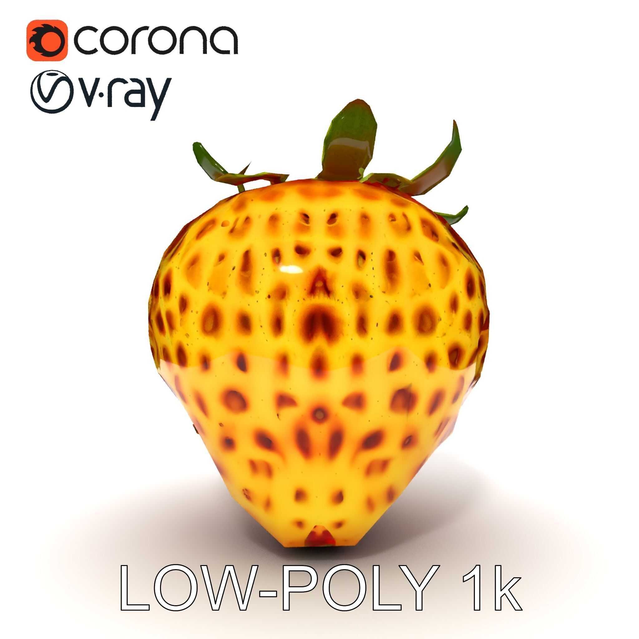 Yellow Strawberry Model Pack for Rendering and Gaming Low-poly 3D model_18