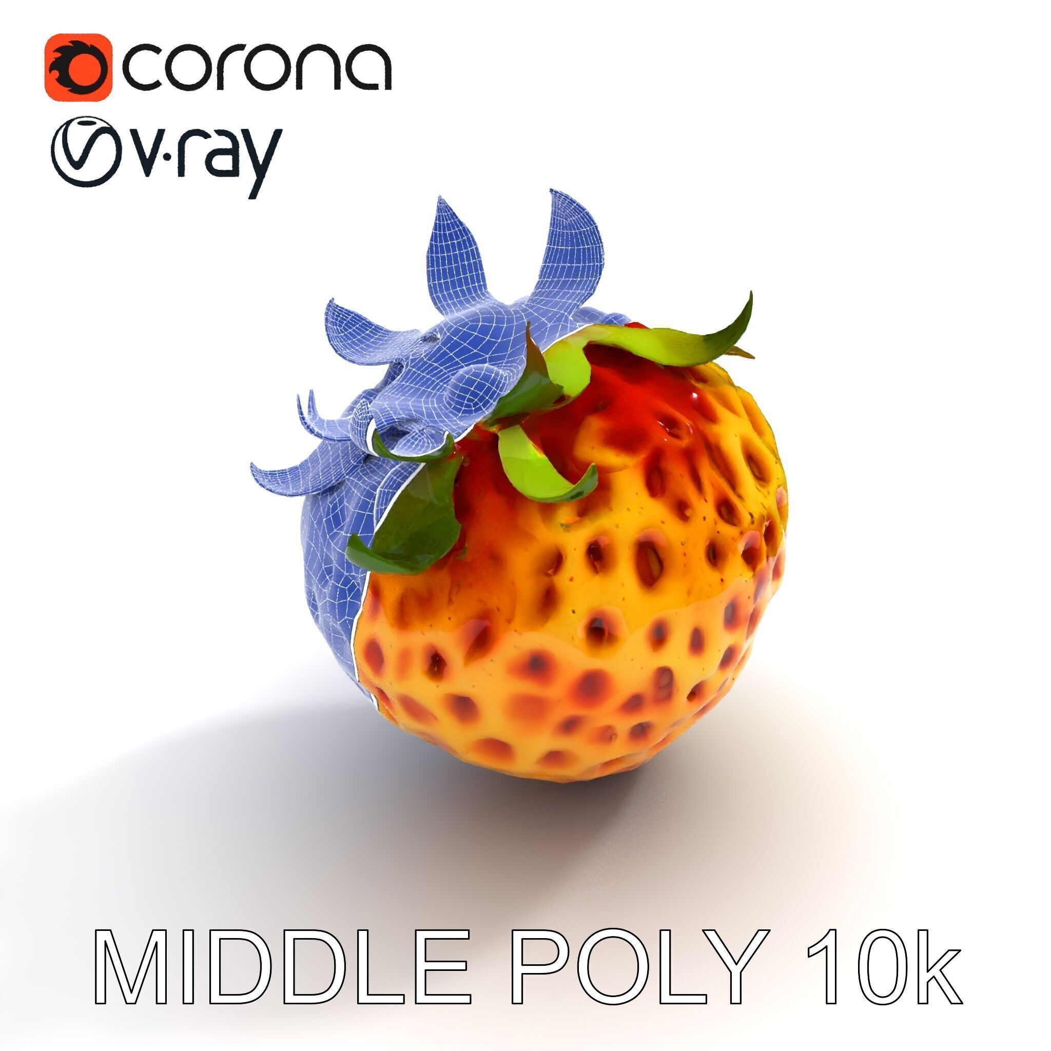 Yellow Strawberry Model Pack for Rendering and Gaming Low-poly 3D model_19