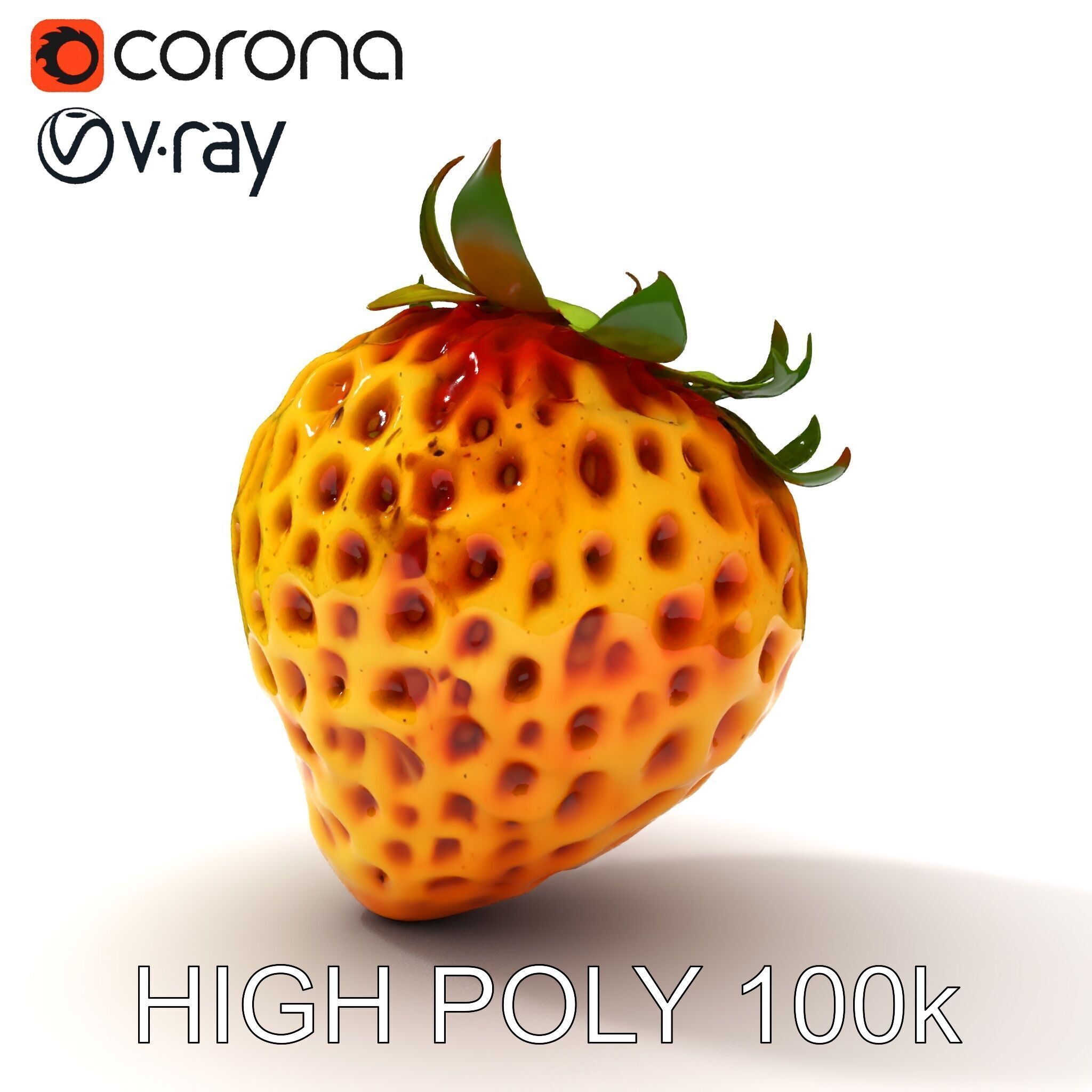 Yellow Strawberry Model Pack for Rendering and Gaming Low-poly 3D model_35