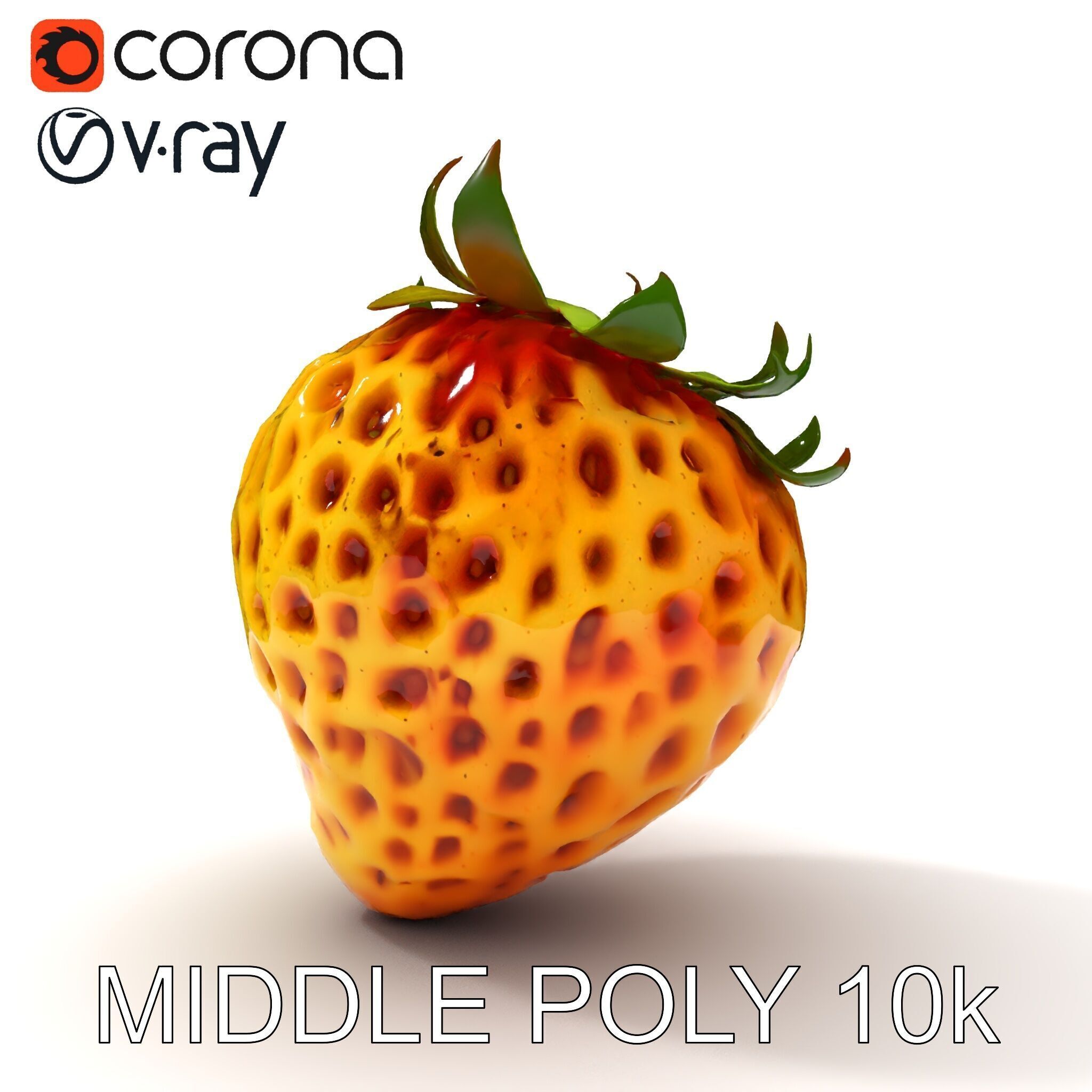 Yellow Strawberry Model Pack for Rendering and Gaming Low-poly 3D model_6