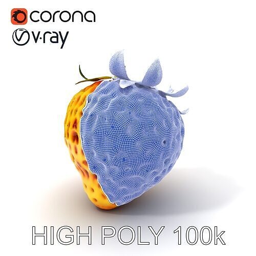 Yellow Strawberry Model Pack for Rendering and Gaming Low-poly 3D model 4
