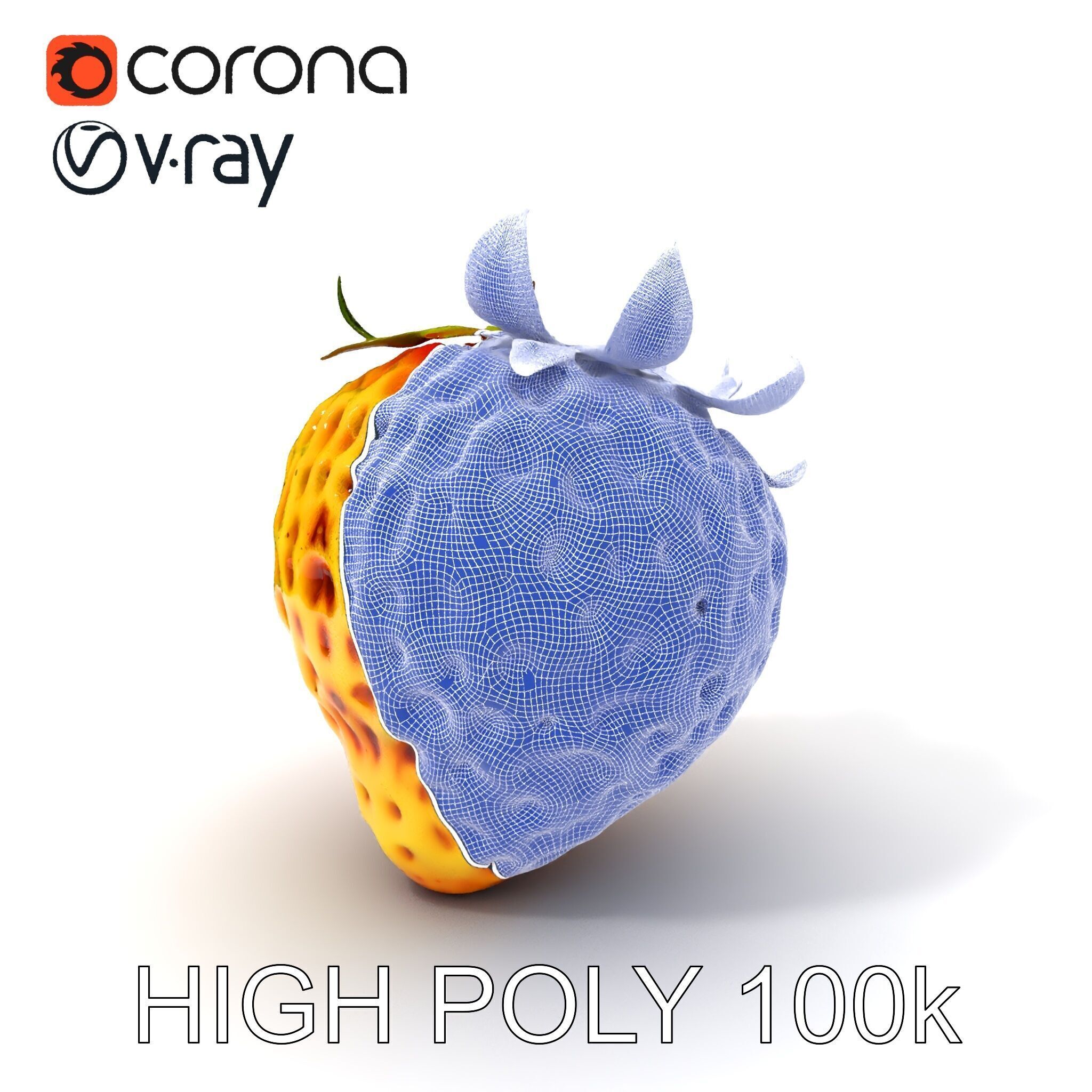 Yellow Strawberry Model Pack for Rendering and Gaming Low-poly 3D model_4