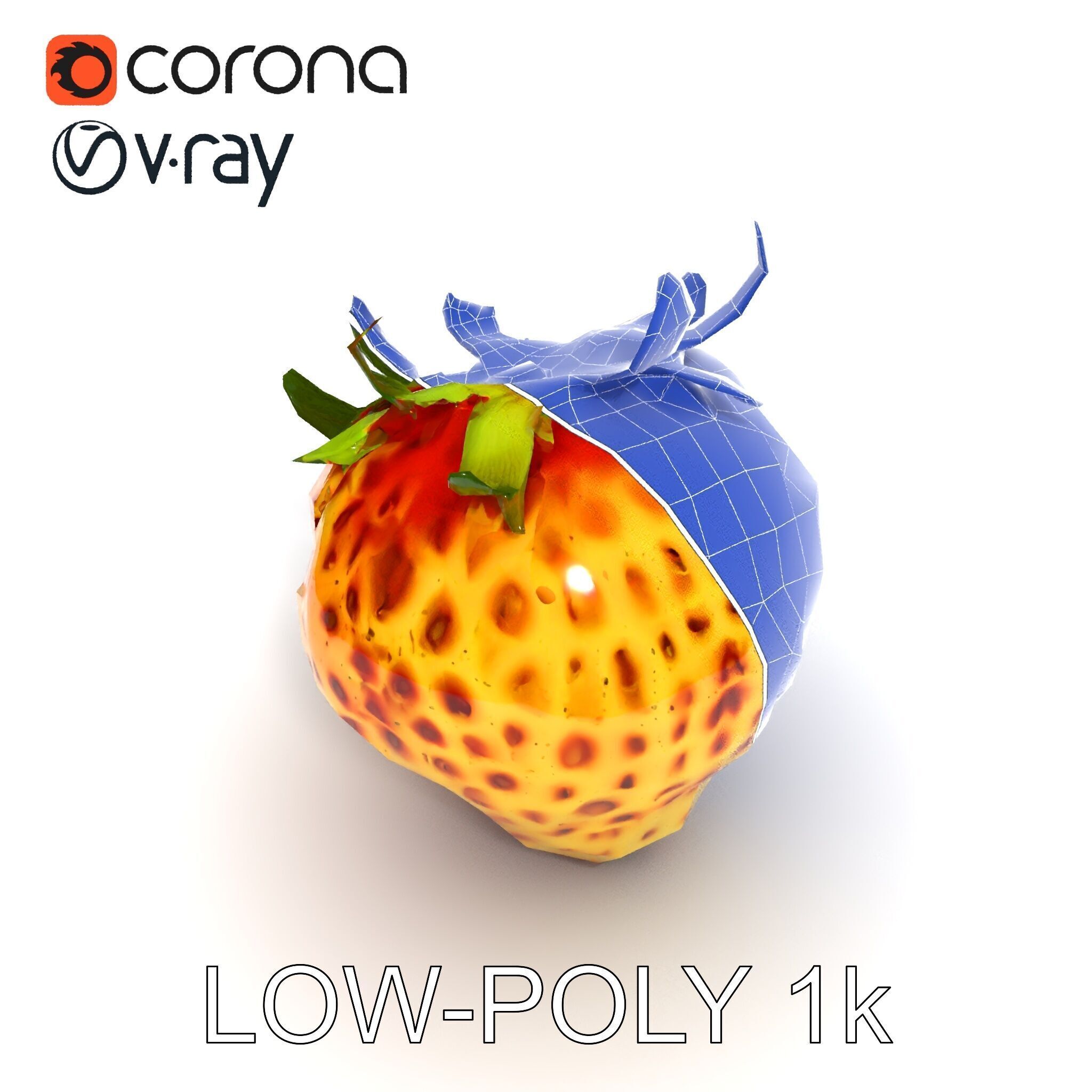 Yellow Strawberry Model Pack for Rendering and Gaming Low-poly 3D model_23