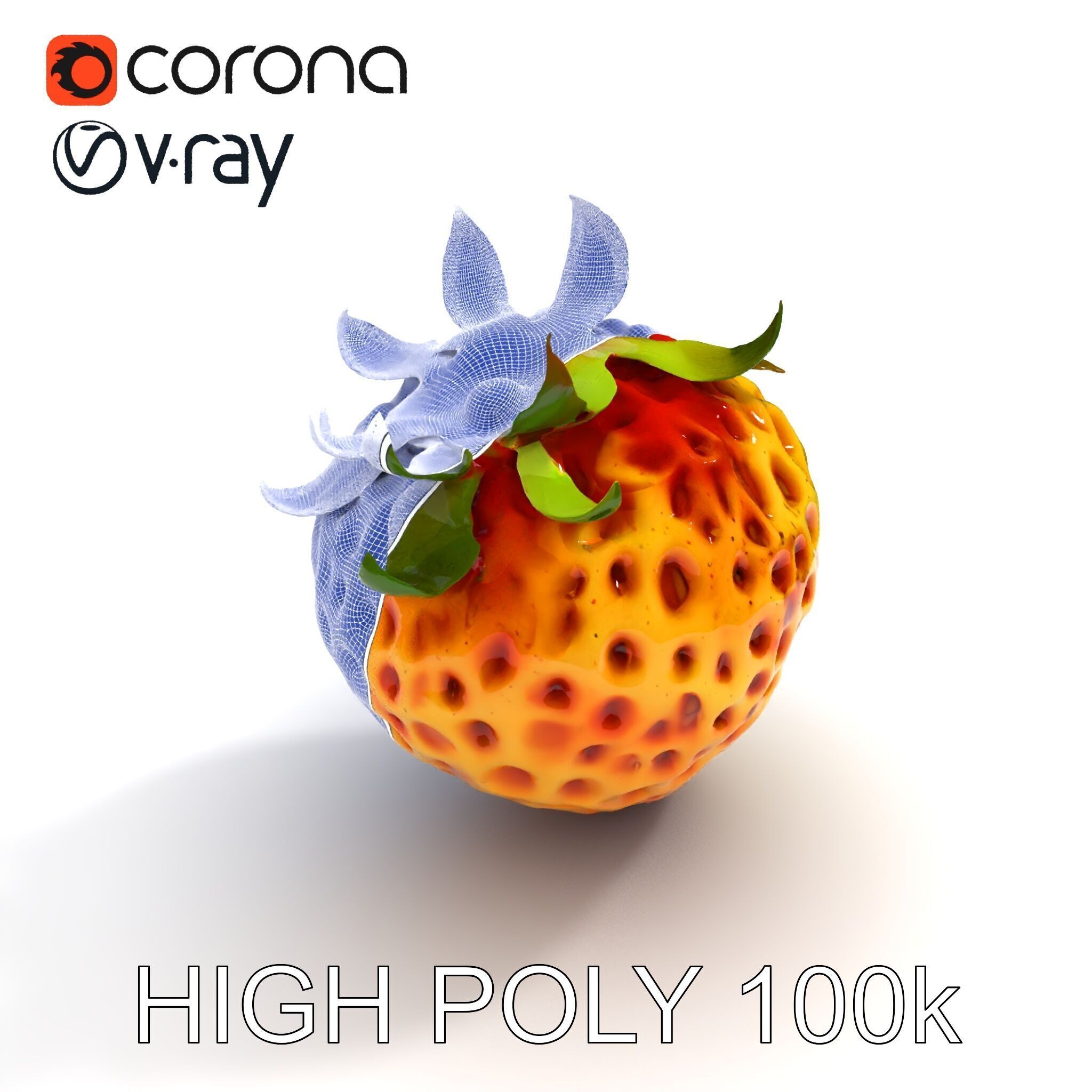 Yellow Strawberry Model Pack for Rendering and Gaming Low-poly 3D model_26