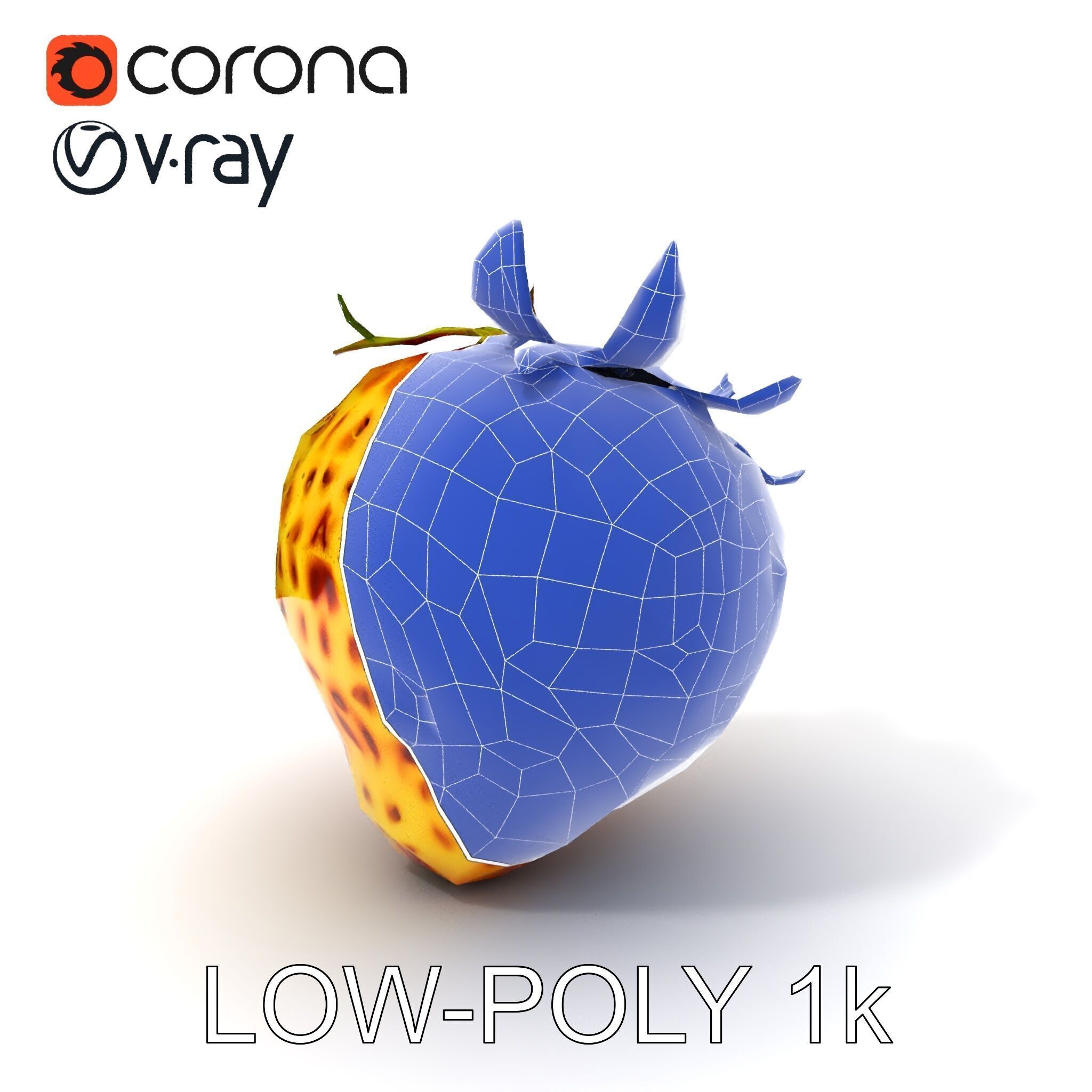 Yellow Strawberry Model Pack for Rendering and Gaming Low-poly 3D model_12
