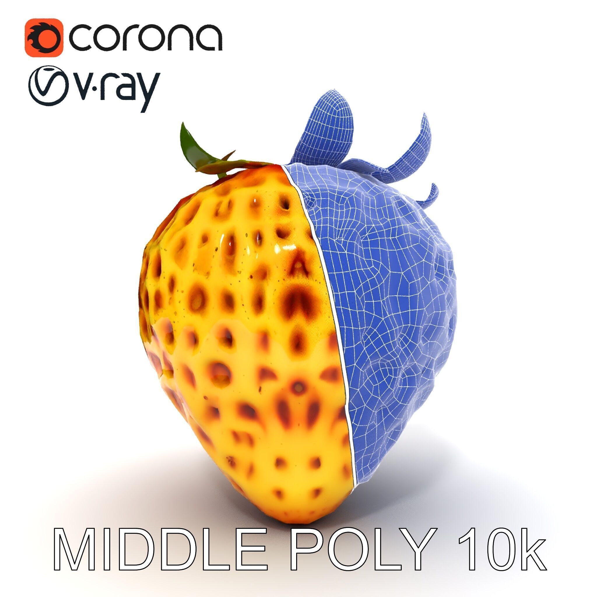 Yellow Strawberry Model Pack for Rendering and Gaming Low-poly 3D model_14