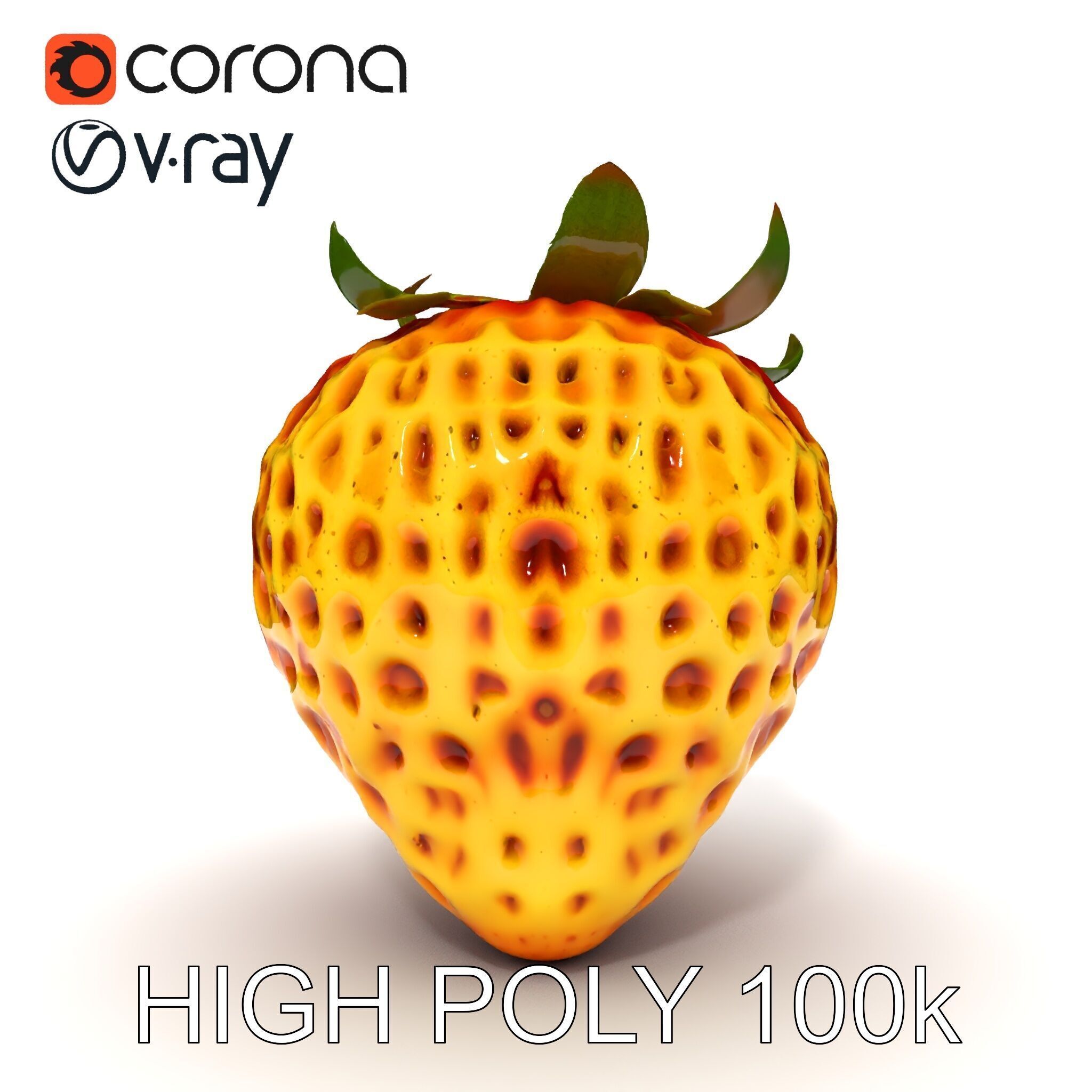 Yellow Strawberry Model Pack for Rendering and Gaming Low-poly 3D model_32