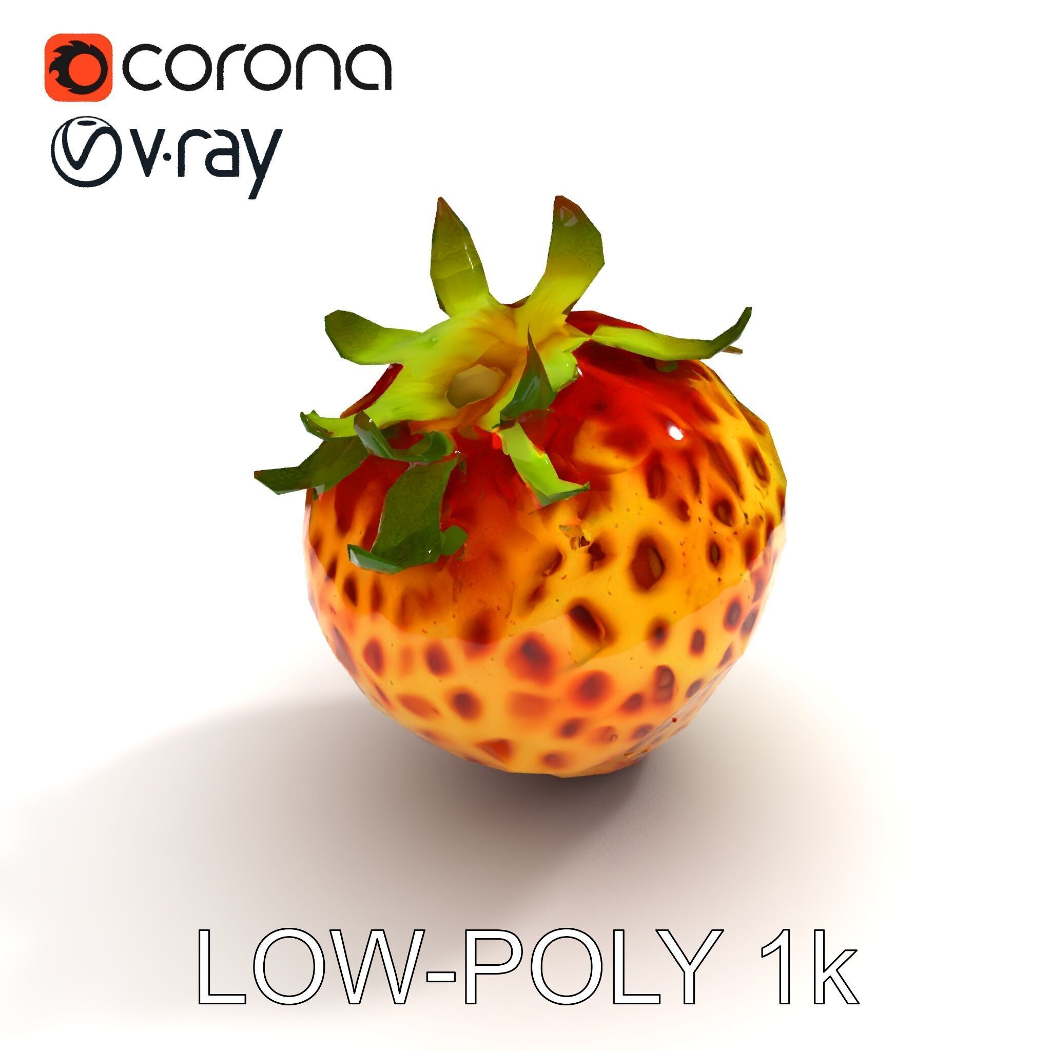 Yellow Strawberry Model Pack for Rendering and Gaming Low-poly 3D model_28