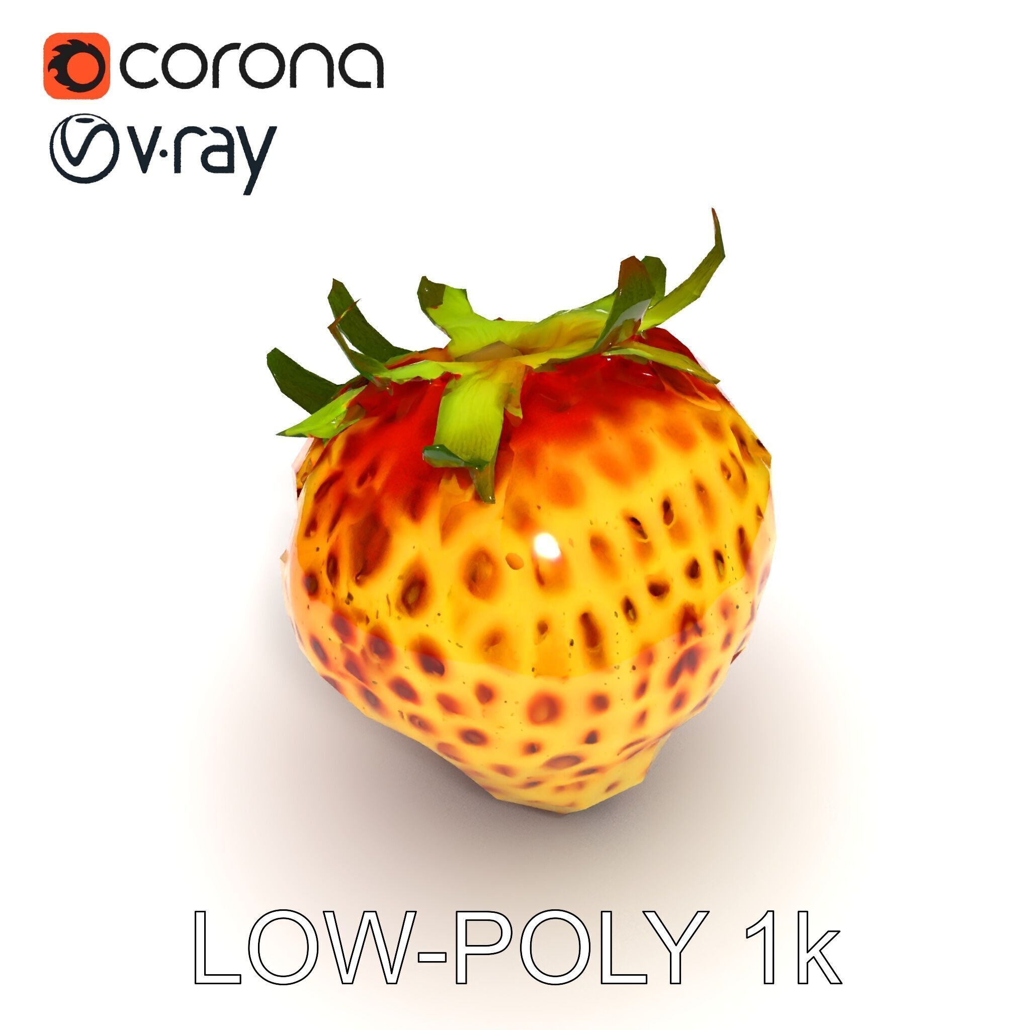 Yellow Strawberry Model Pack for Rendering and Gaming Low-poly 3D model_31