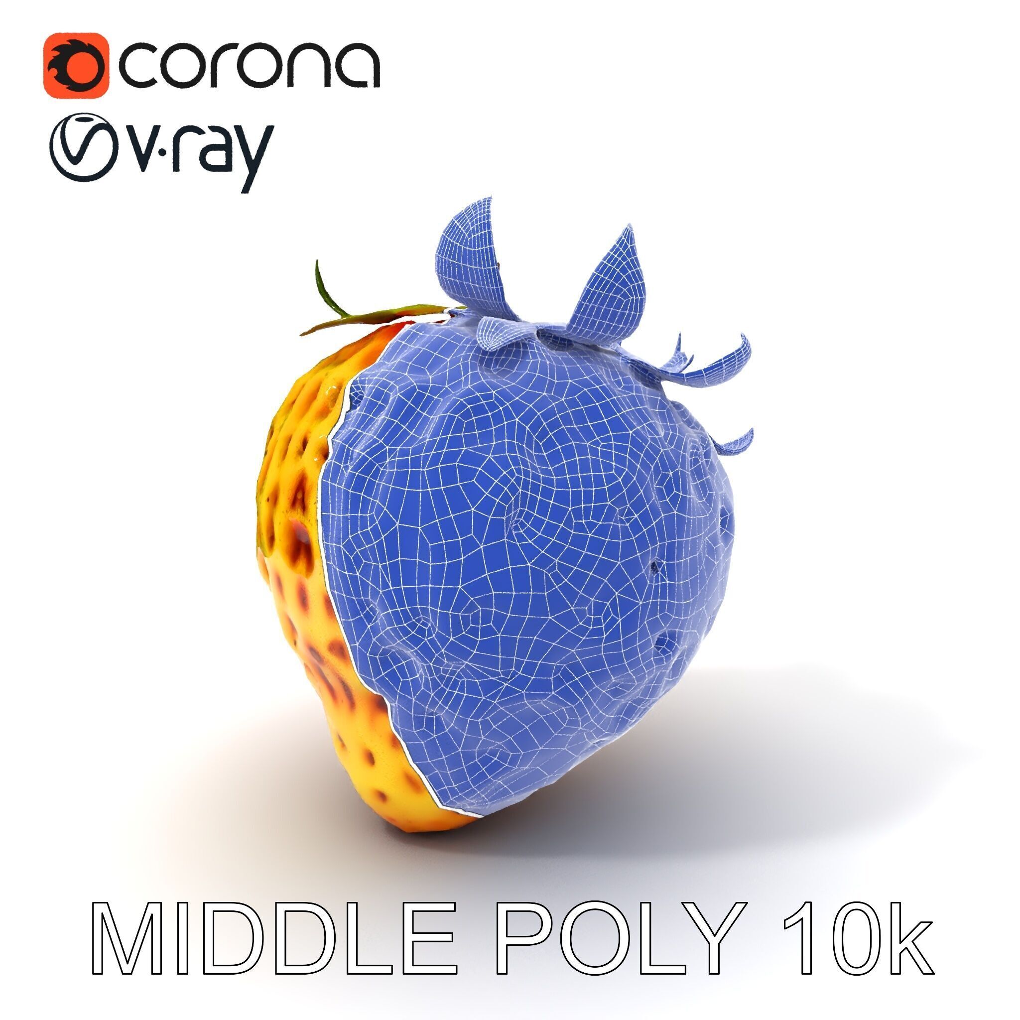 Yellow Strawberry Model Pack for Rendering and Gaming Low-poly 3D model_33