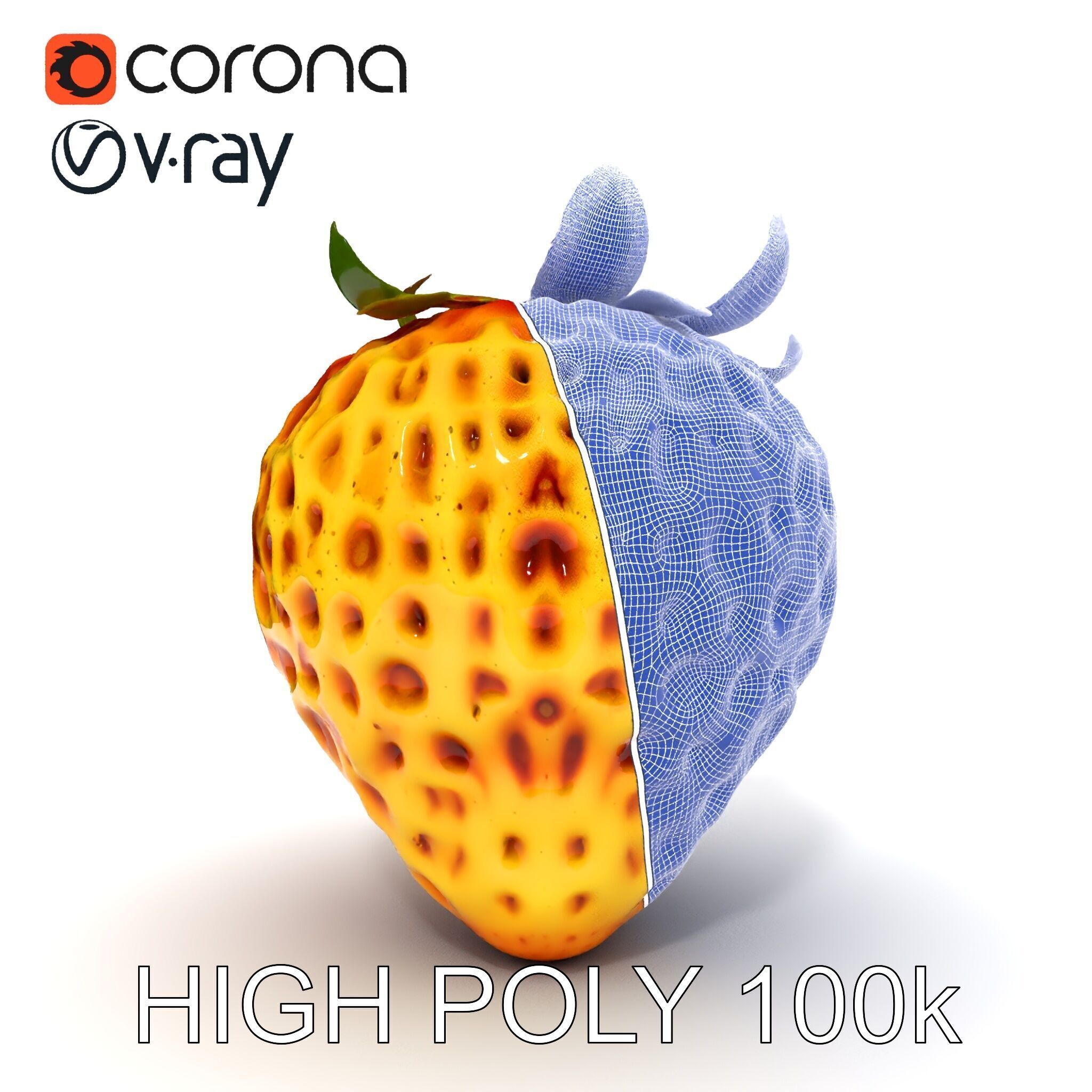 Yellow Strawberry Model Pack for Rendering and Gaming Low-poly 3D model_16