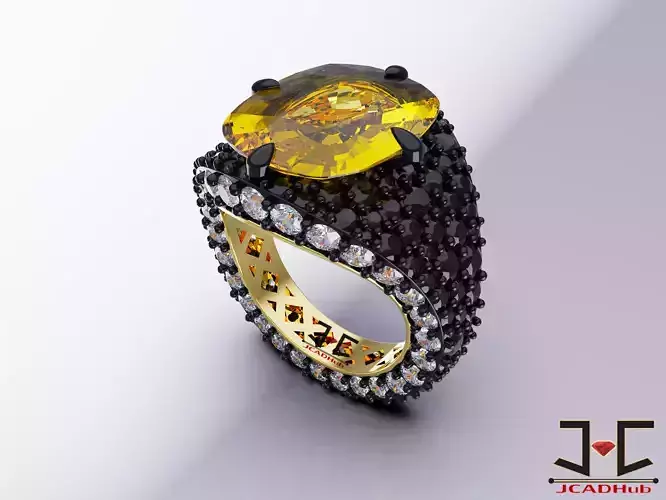 0228 - Antique Vintage Black Zircon Ring - JCADHub