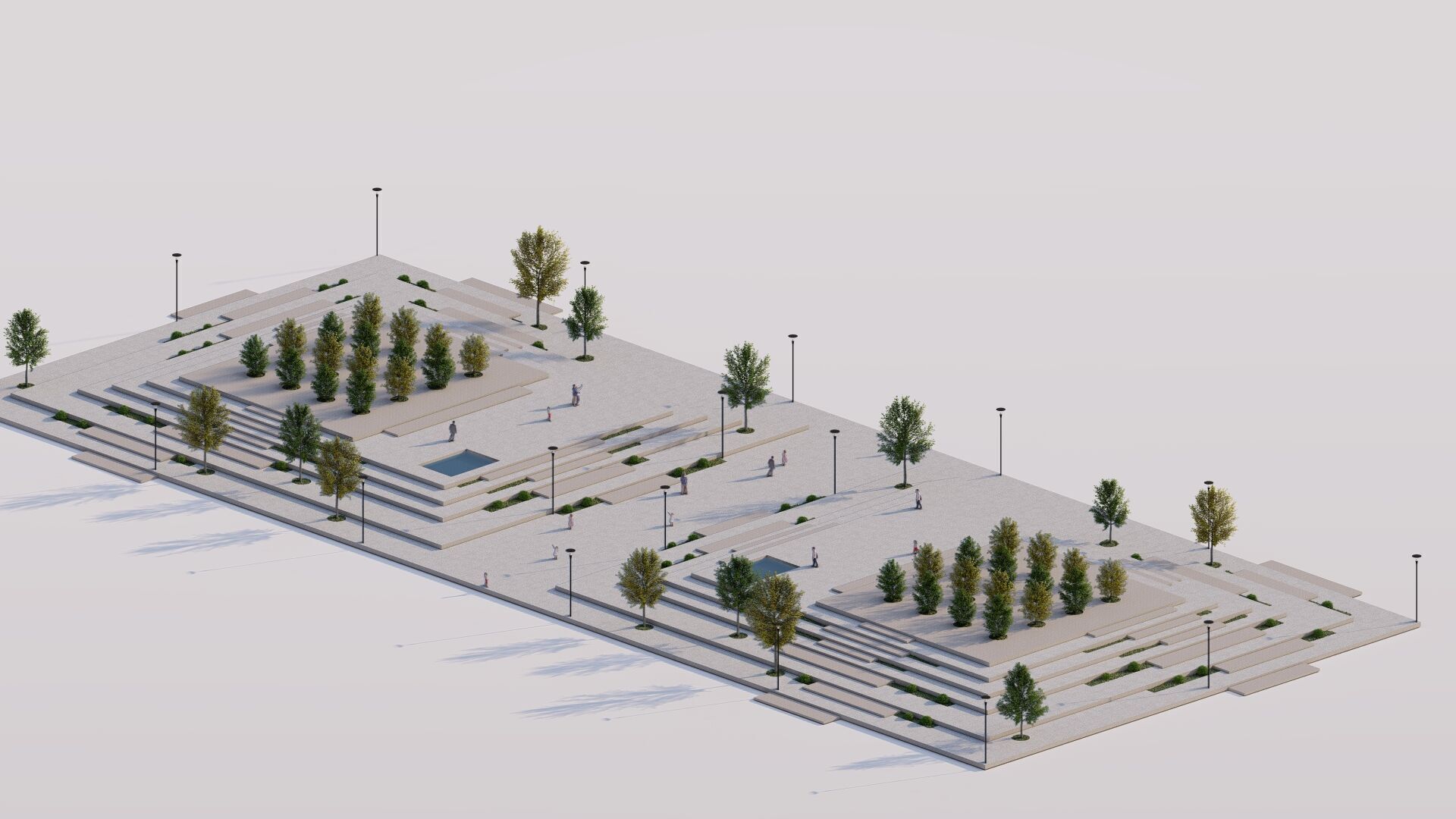 public park-Private Park Landscape Urban 3D model_3