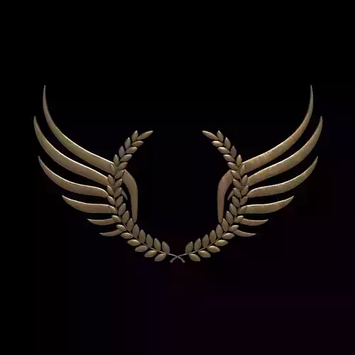 Gold Winged Laurel Wreath 3D model