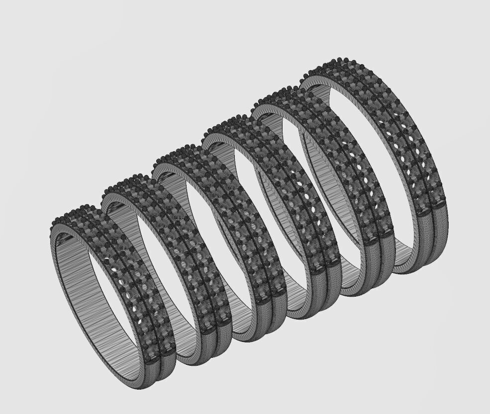Double simple half eternity diamond stacker band US sizes 5to10 3D print model_12