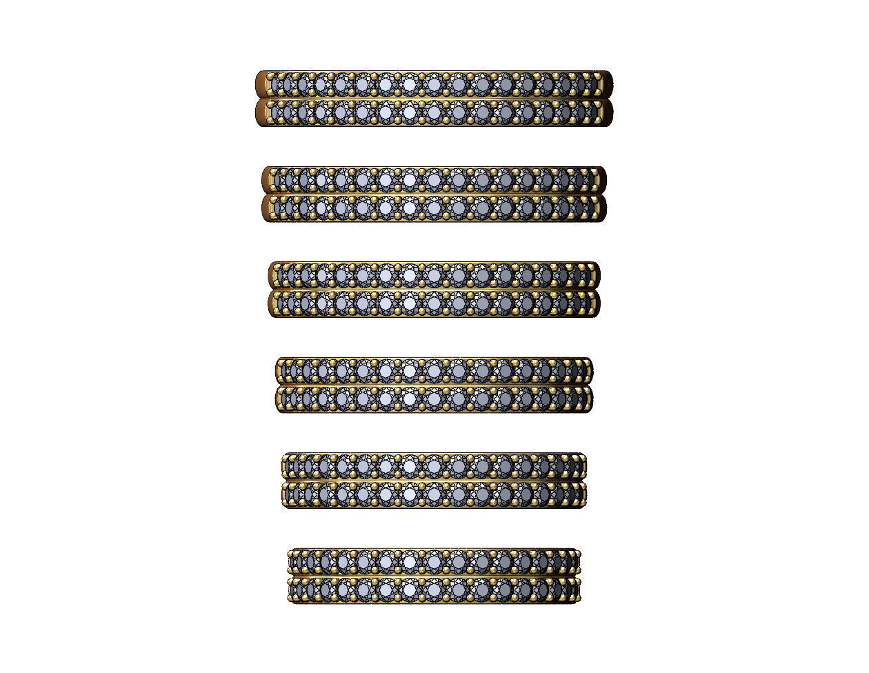 Double simple half eternity diamond stacker band US sizes 5to10 3D print model_3
