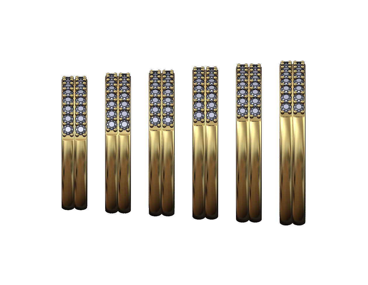 Double simple half eternity diamond stacker band US sizes 5to10 3D print model_2